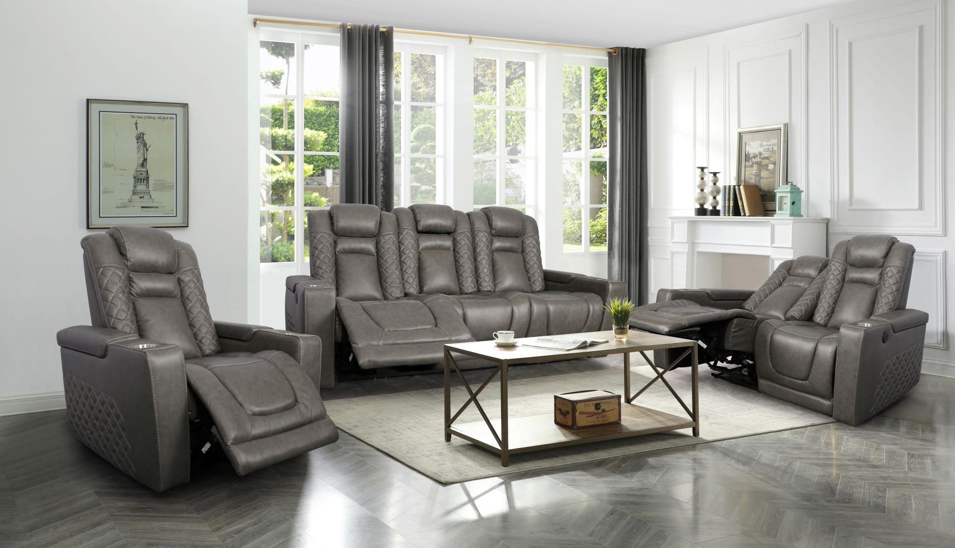 Image of inox recliner sofa set 3pcs.