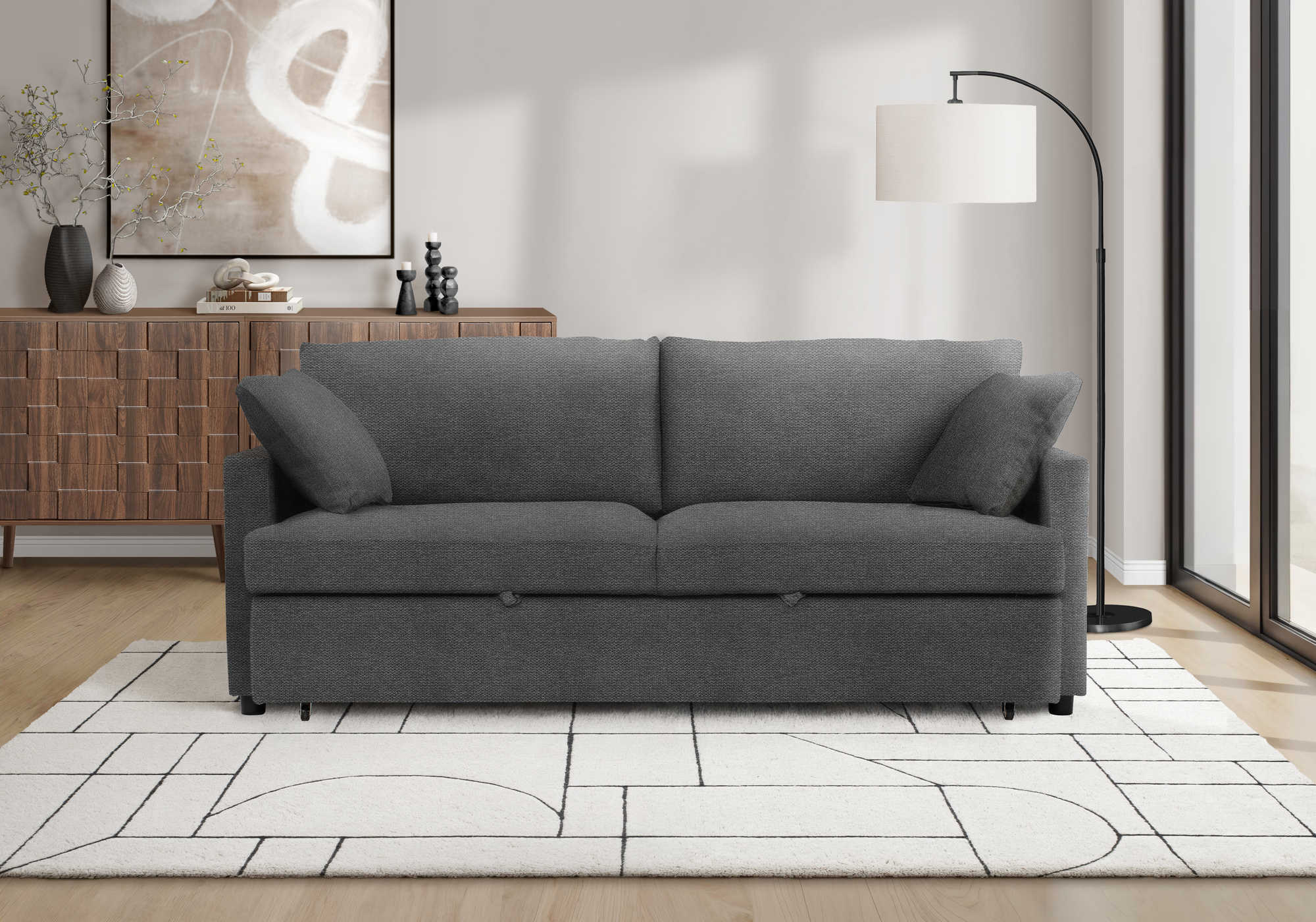 SOFA LIT - TISSU GRIS CHARBON #BREGO-18 – 8224G18