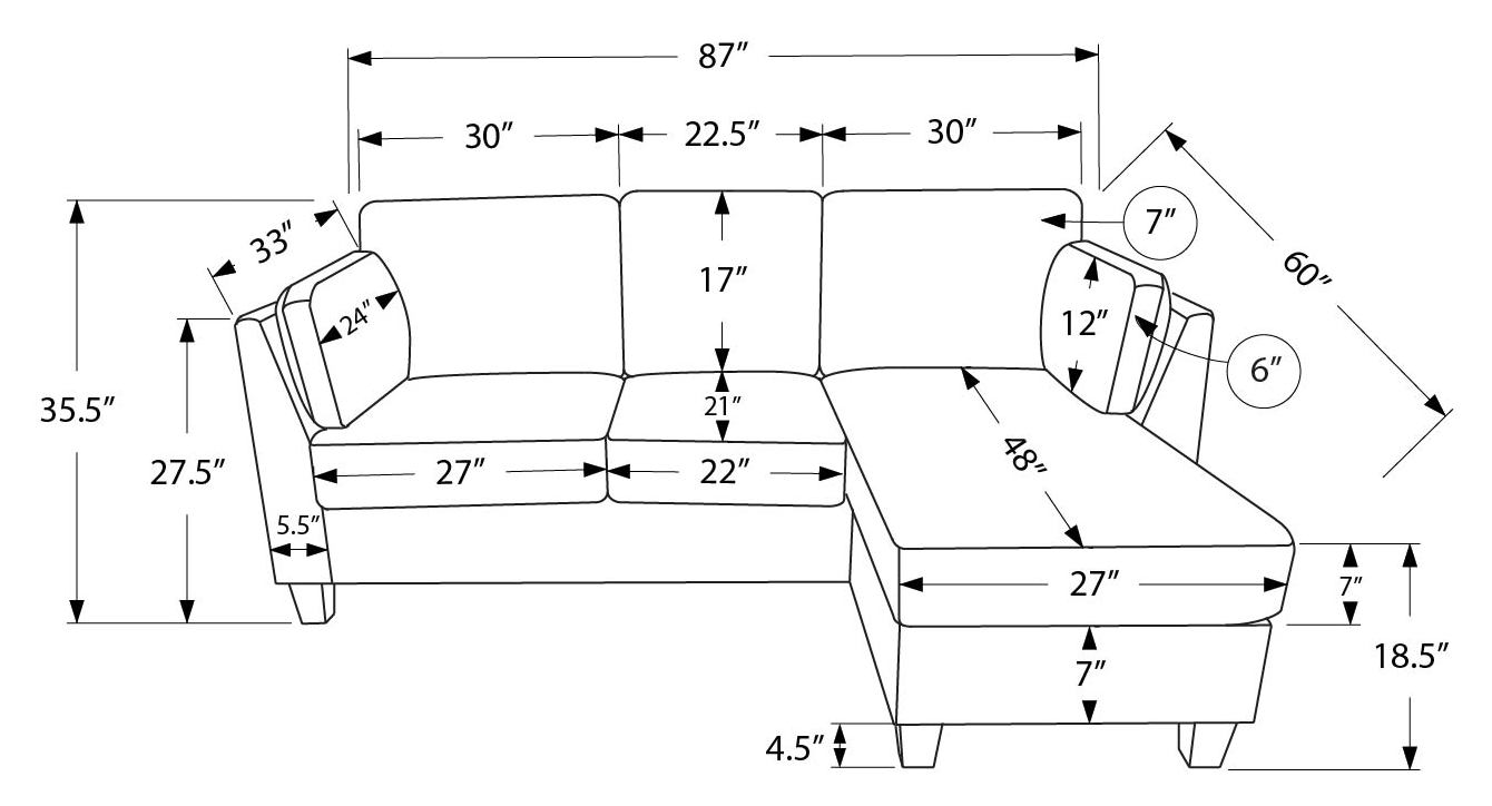 SOFA CHAISE LONGUE - G/D / TISSU GRIS #FJORD-15 – 8714D15