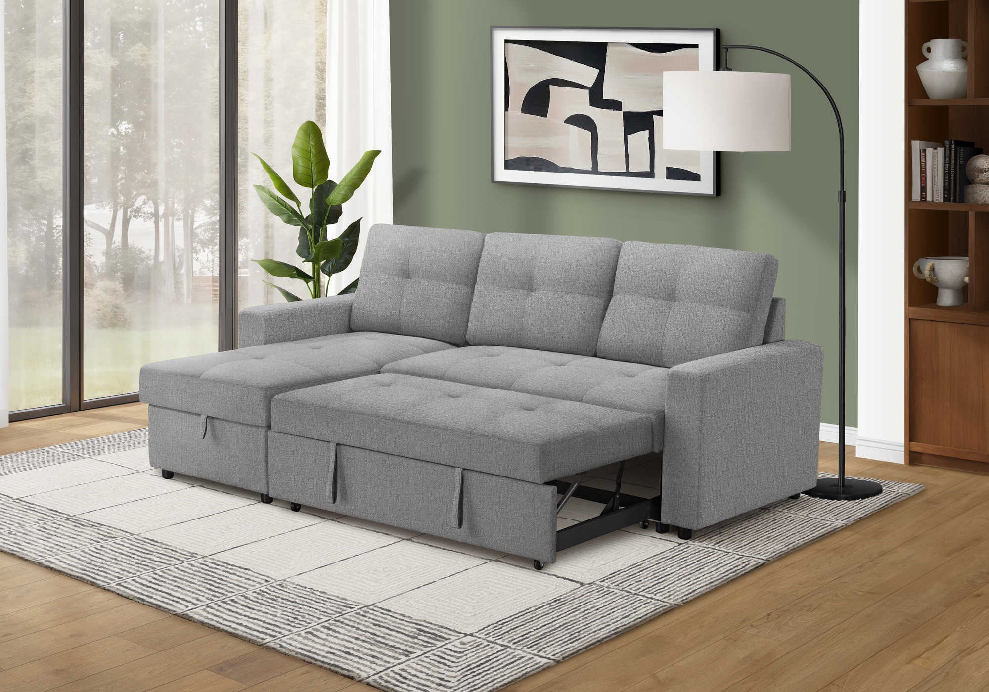 SOFA LIT - RANGEMENT G/D TISSU GRIS #LUMOS-08 – 8A14L08