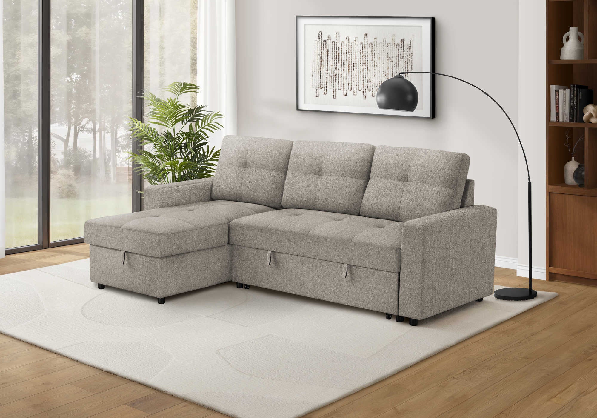 SOFA LIT - RANGEMENT G/D TISSU BRUN #LUMOS-31 – 8A14L31