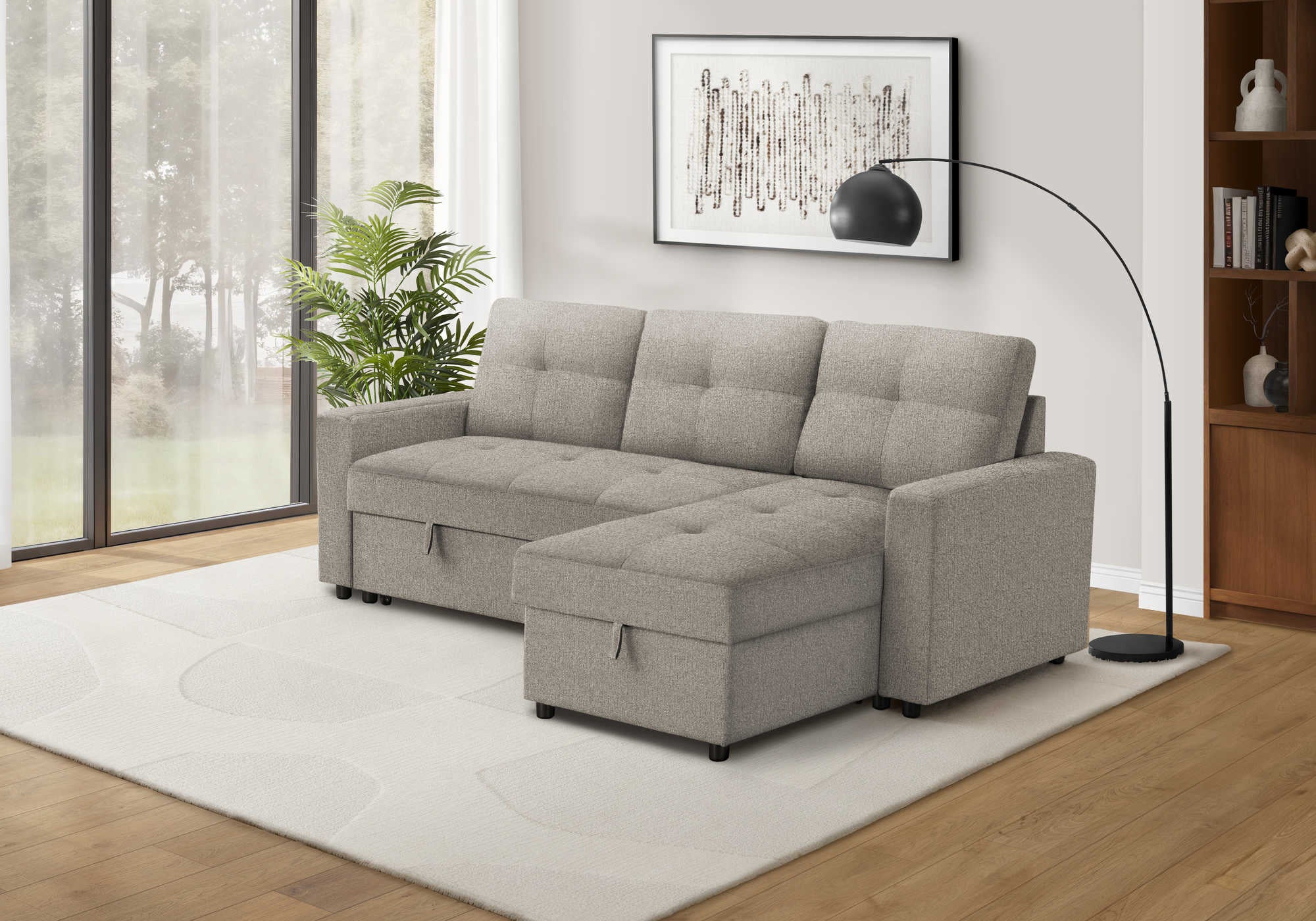 SOFA LIT - RANGEMENT G/D TISSU BRUN #LUMOS-31 – 8A14L31