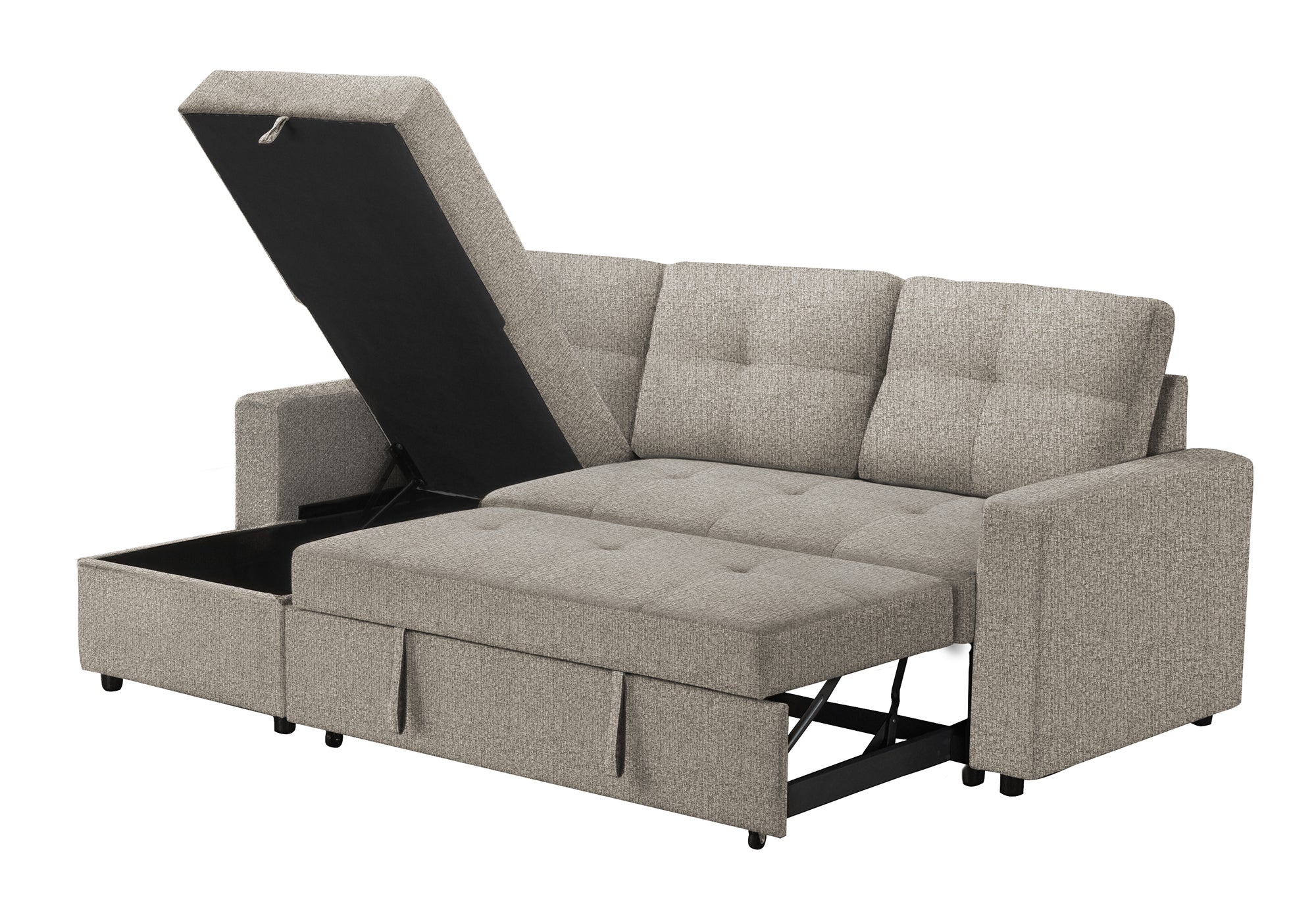 SOFA LIT - RANGEMENT G/D TISSU BRUN #LUMOS-31 – 8A14L31