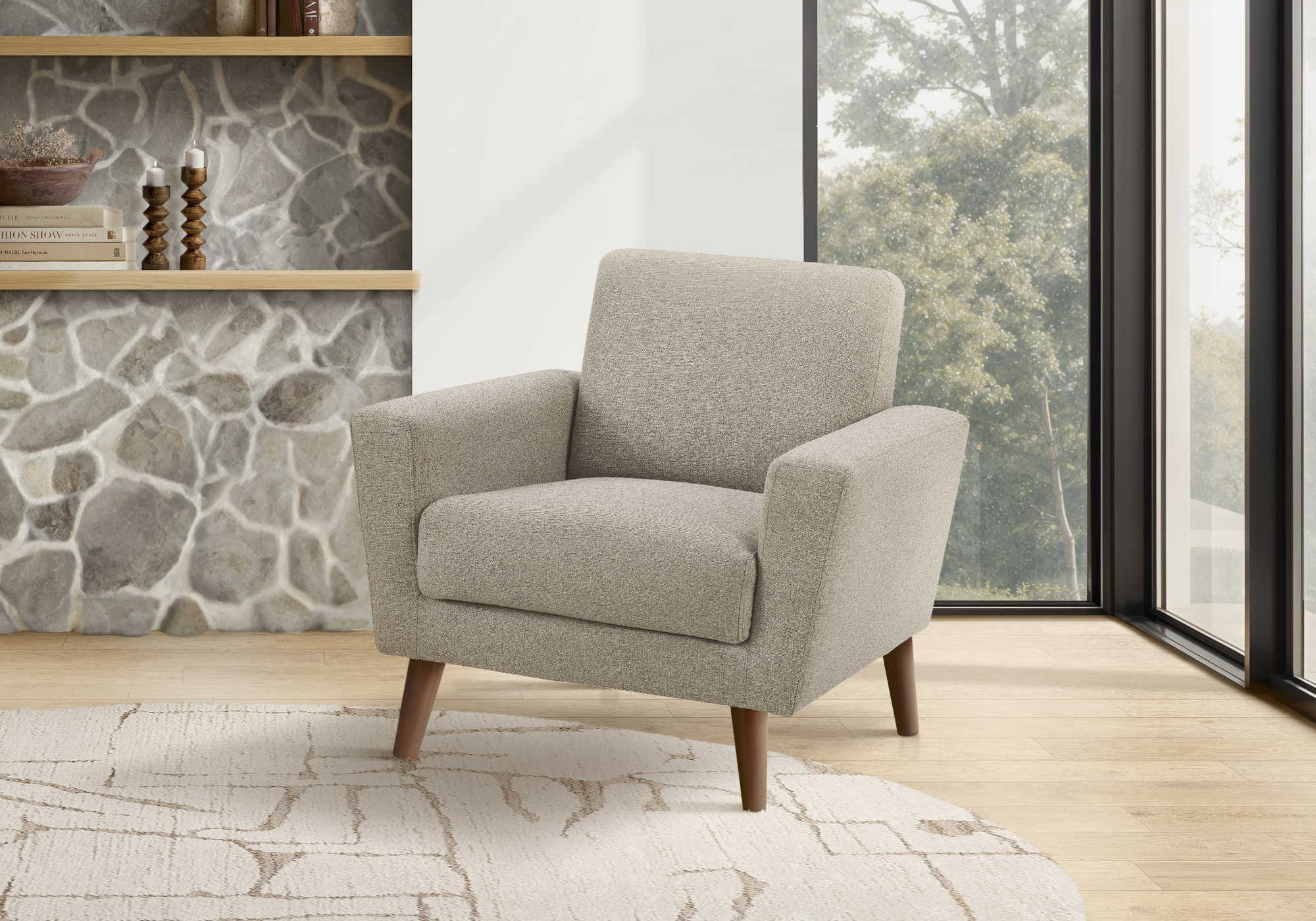 CHAISE - 34"L / TISSU BRUN PALE #LUMOS-31 – 8J21L31