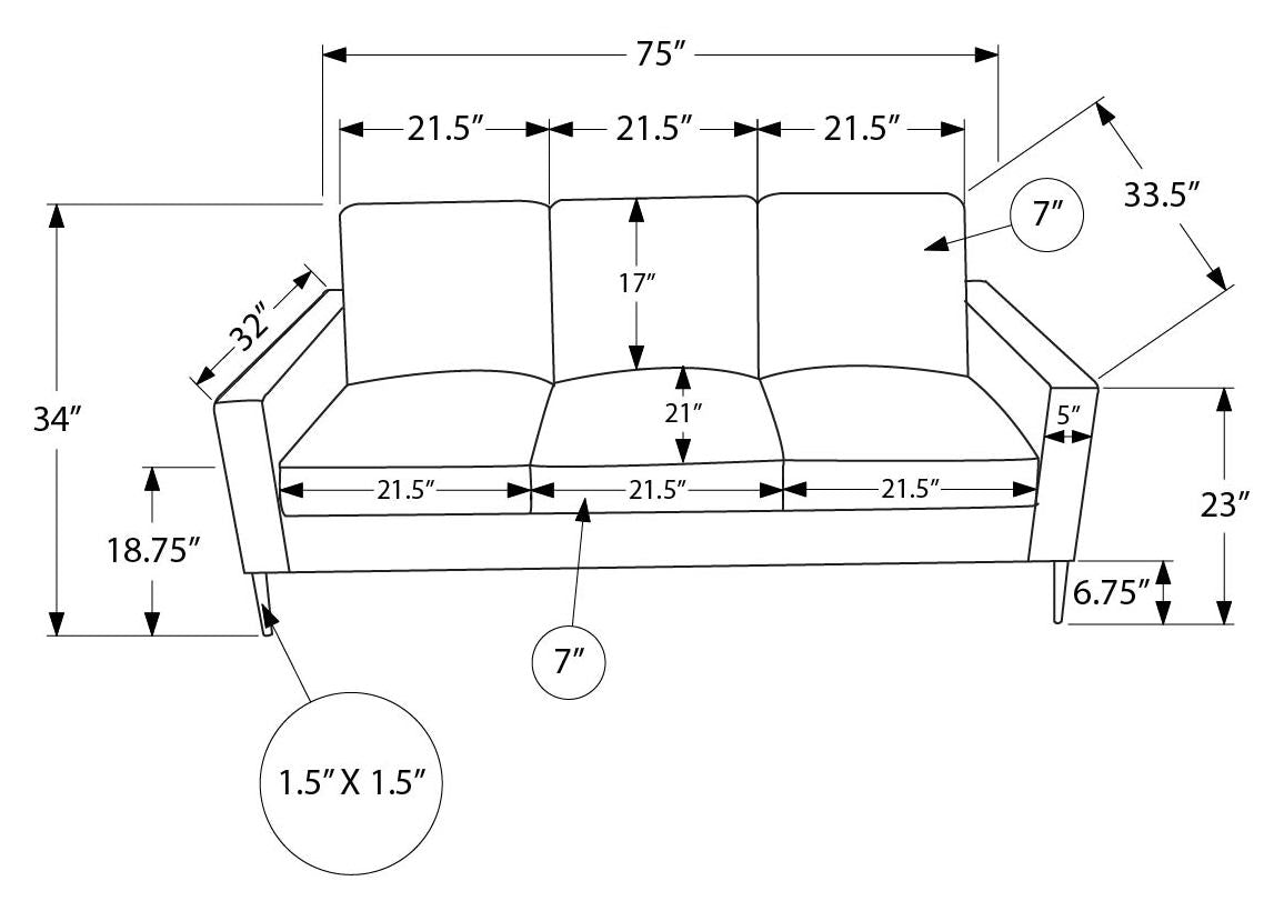 SOFA - 75"L / PU GRIS #RA-02 – 8J33A02