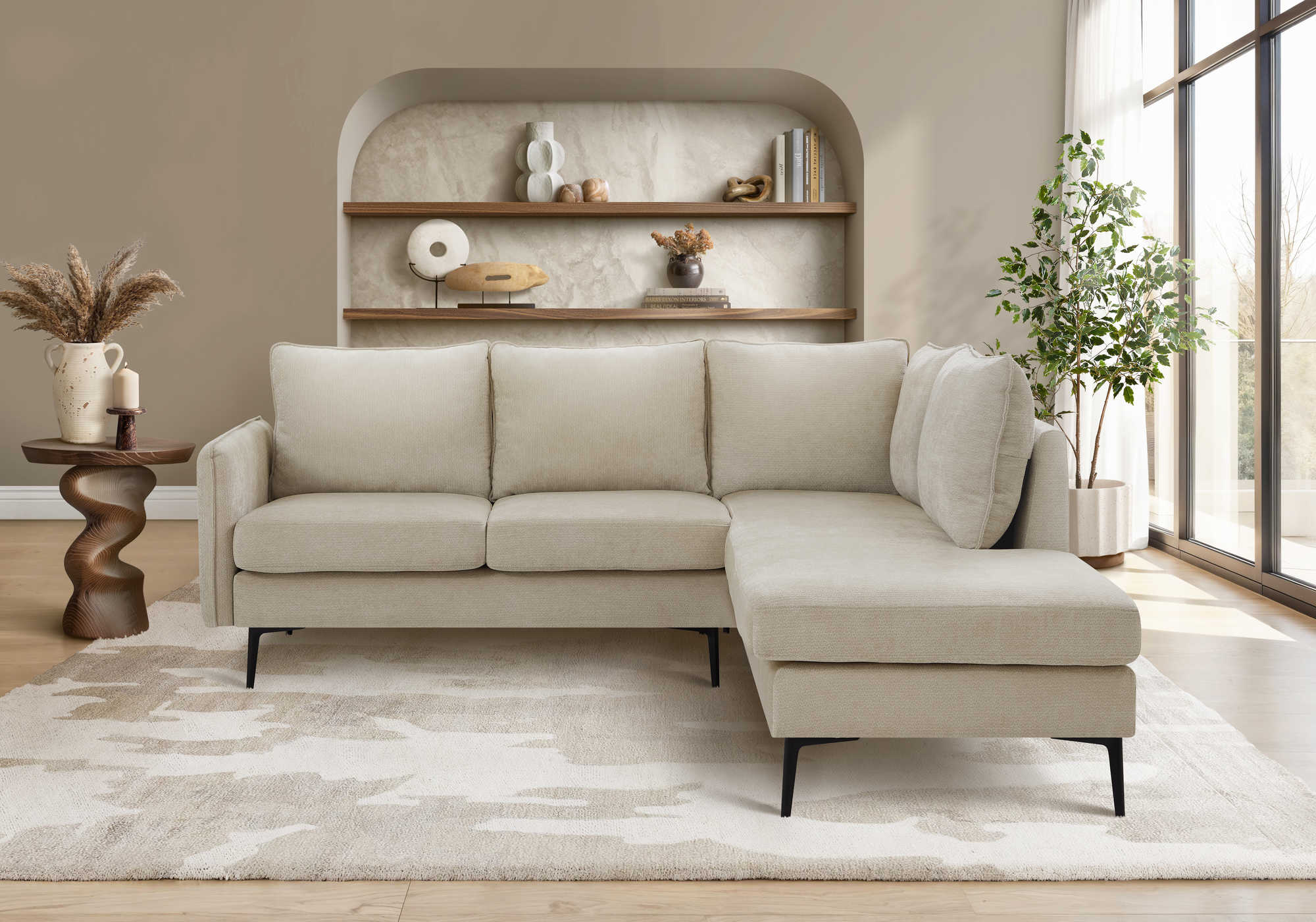 SOFA SECTIONNEL - BRAS G/ TISSU BEIGE #COACH-4 – 8K15C04