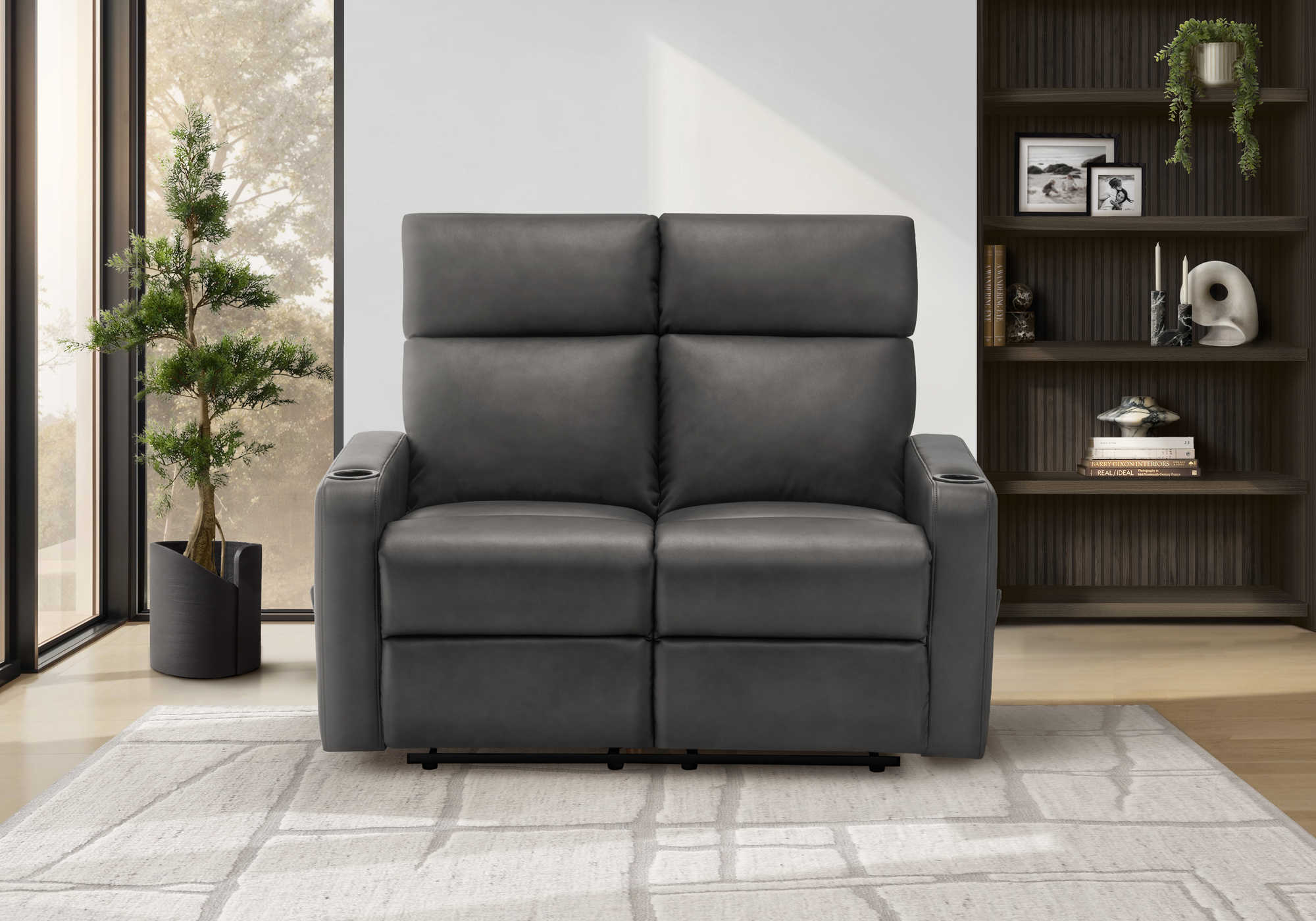 CAUSEUSE INCLINABLE - PORTE-GOBELETS / PU GRIS #JRA-070 – 8M12070