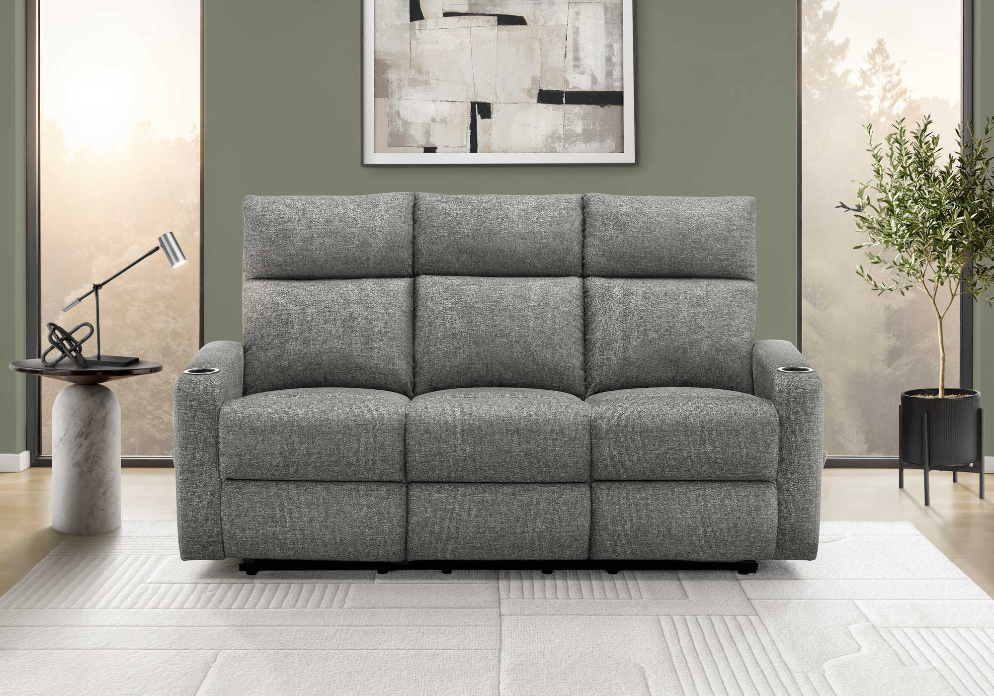 SOFA INCLINABLE - PORTE-GOBELETS / GRIS JIALIAN # CB0019 – 8M13019