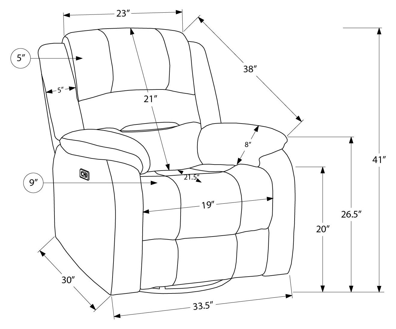 FAUTEUIL INCLINABLE - PIVOTANT MOTO. / USB BLEU # 2514-18 – 8P21418