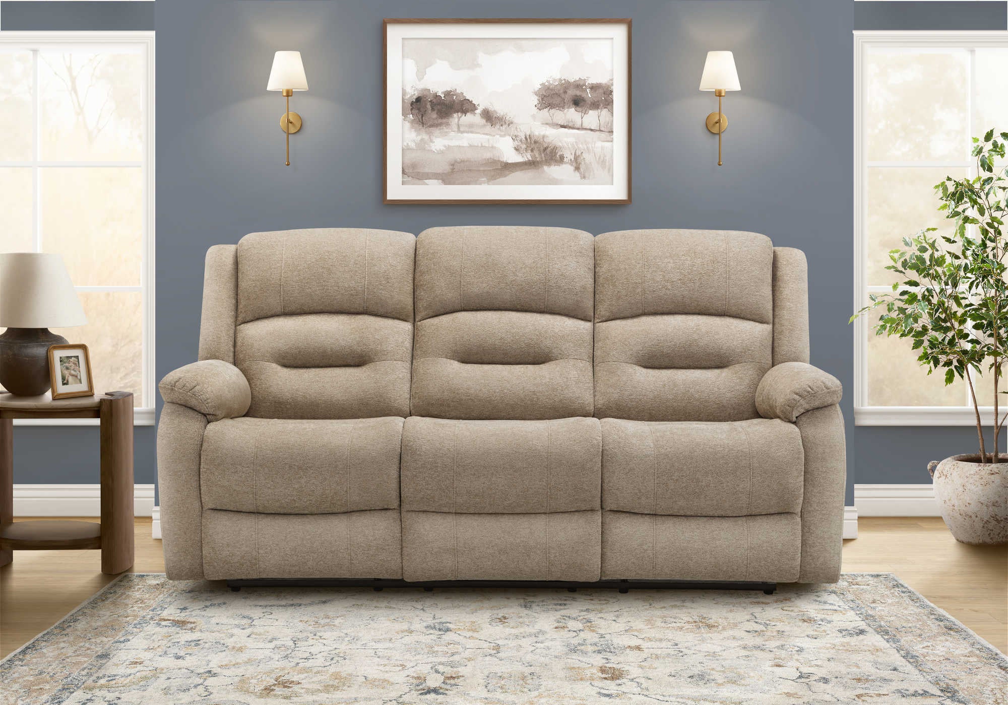 SOFA INCLINABLE - MOTORISER / USB TISSU BEIGE SKY #2514-06 – 8P23406