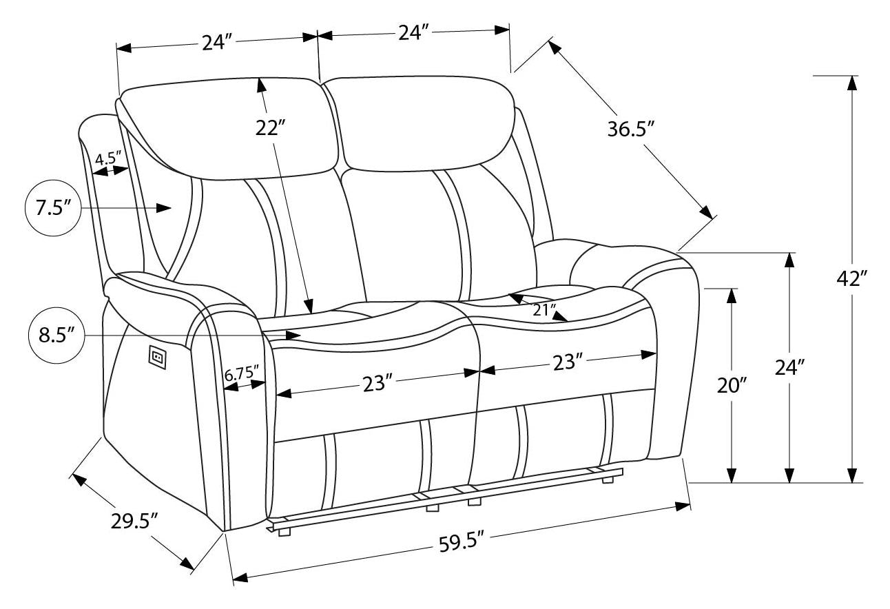 CAUSEUSE INCLINABLE - MOTORISER / USB PU BRUN # TJB-061 – 8P32061