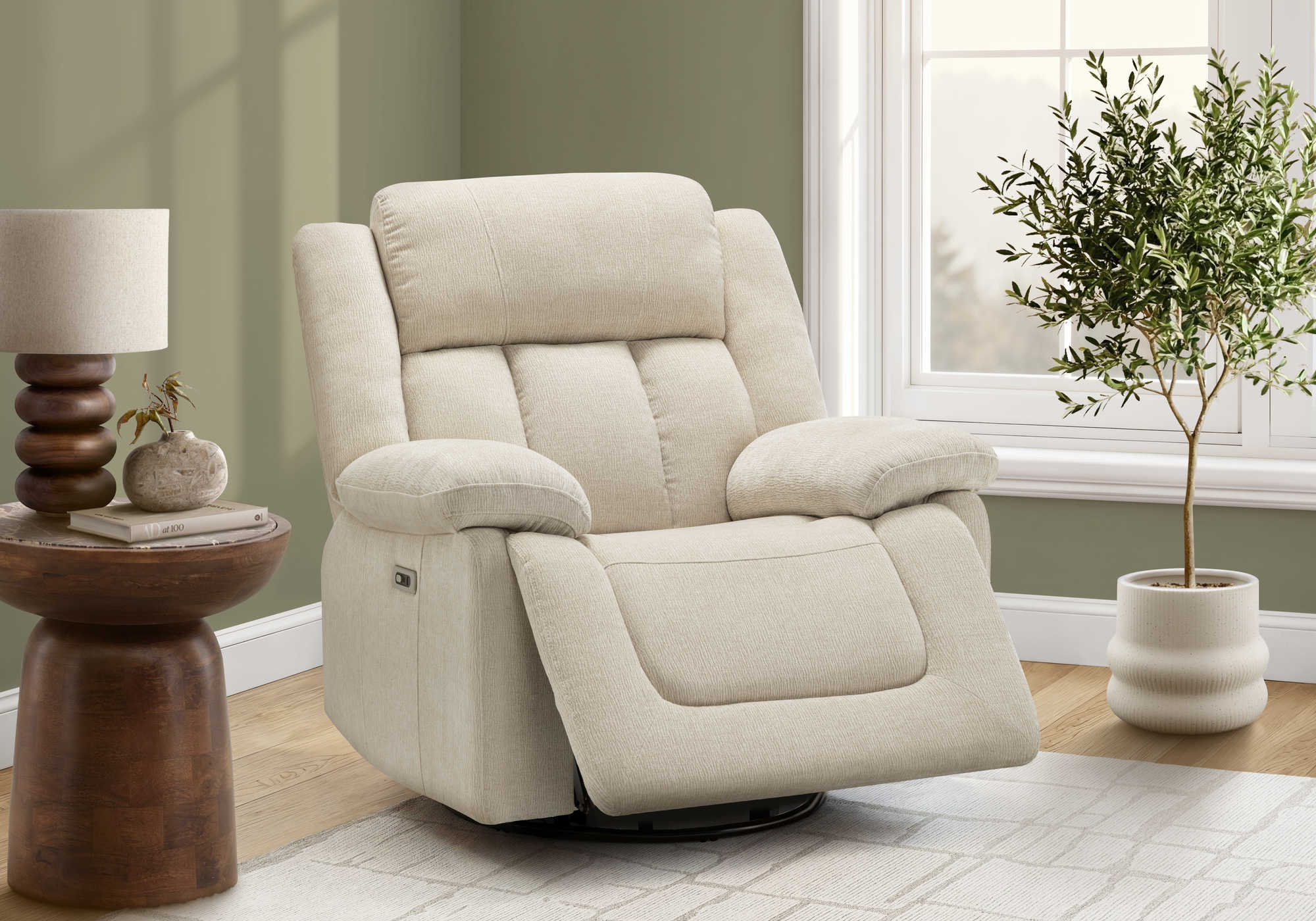 FAUTEUIL INCLINABLE - PIVOTANT MOTO. / USB BEIGE CITY # 102 – 8P41102