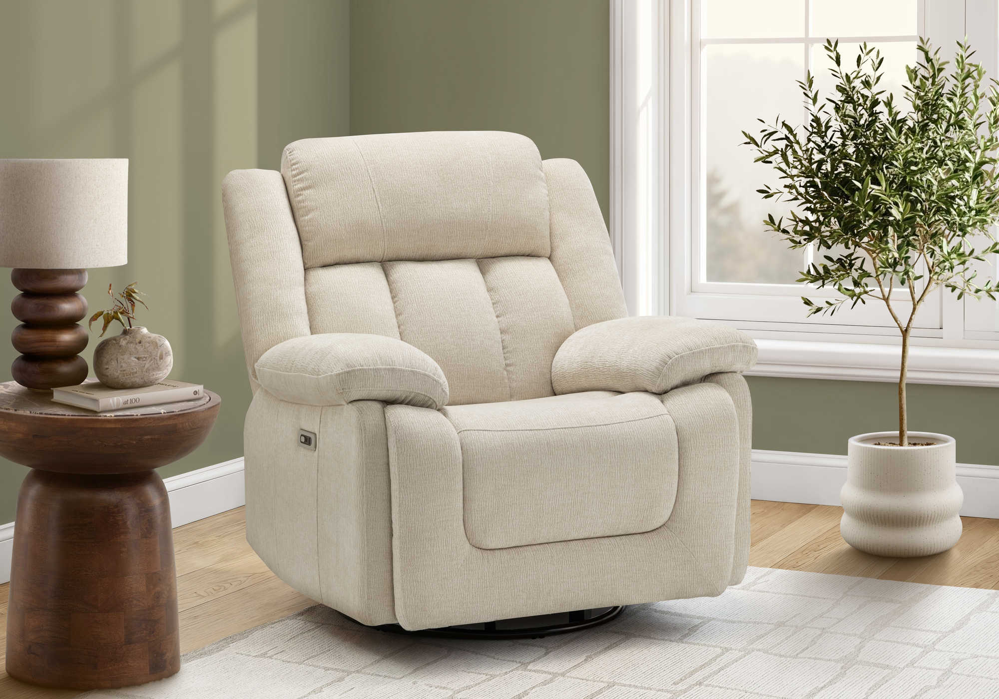 FAUTEUIL INCLINABLE - PIVOTANT MOTO. / USB BEIGE CITY # 102 – 8P41102