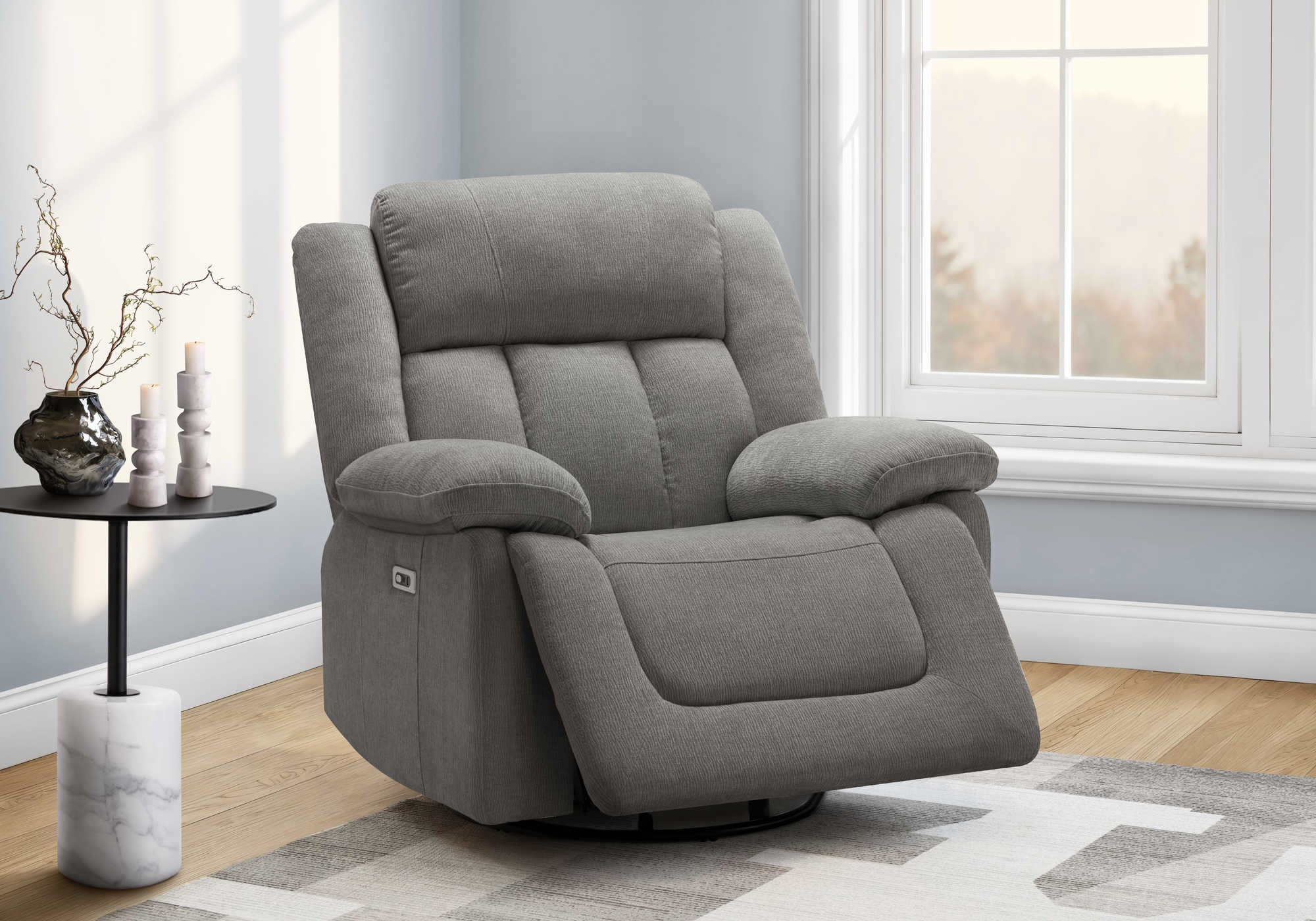 FAUTEUIL INCLINABLE - PIVOTANT MOTO. / USB GRIS CITY # 453 – 8P41453