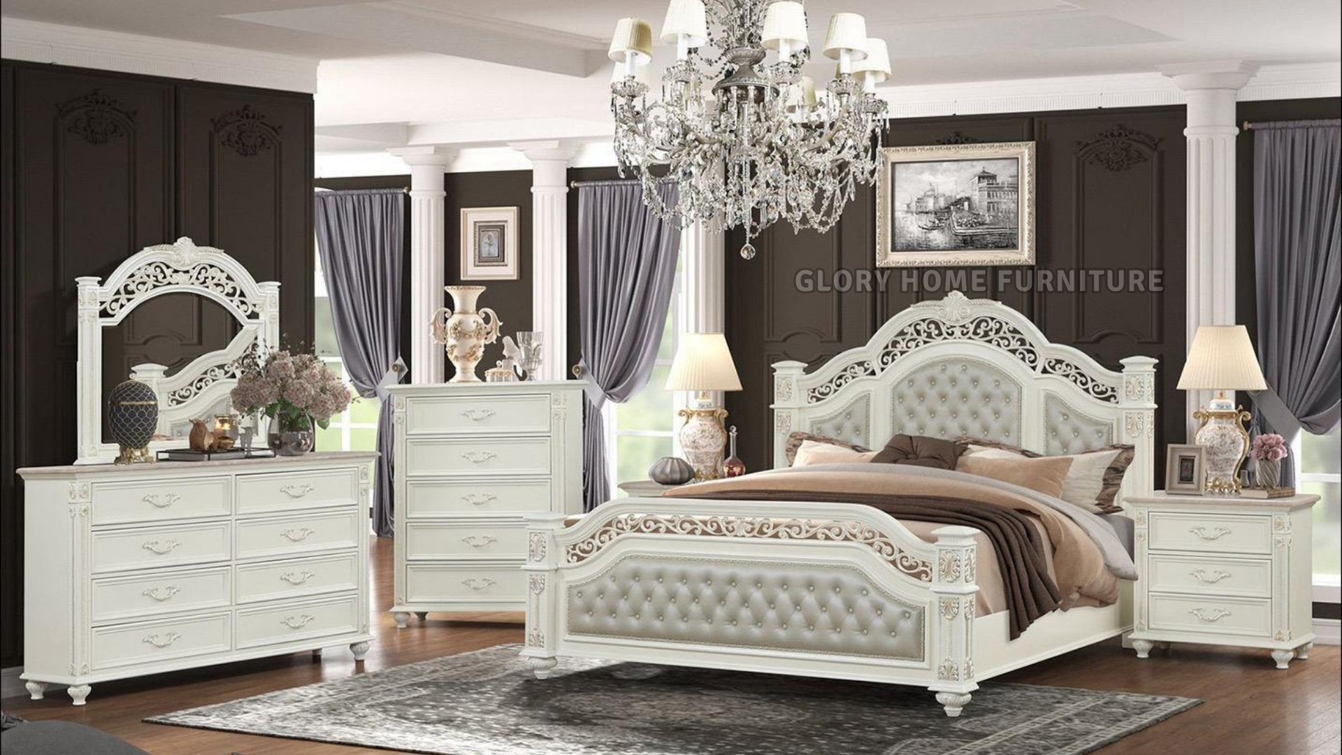 Florida – Antique White Bedroom Set