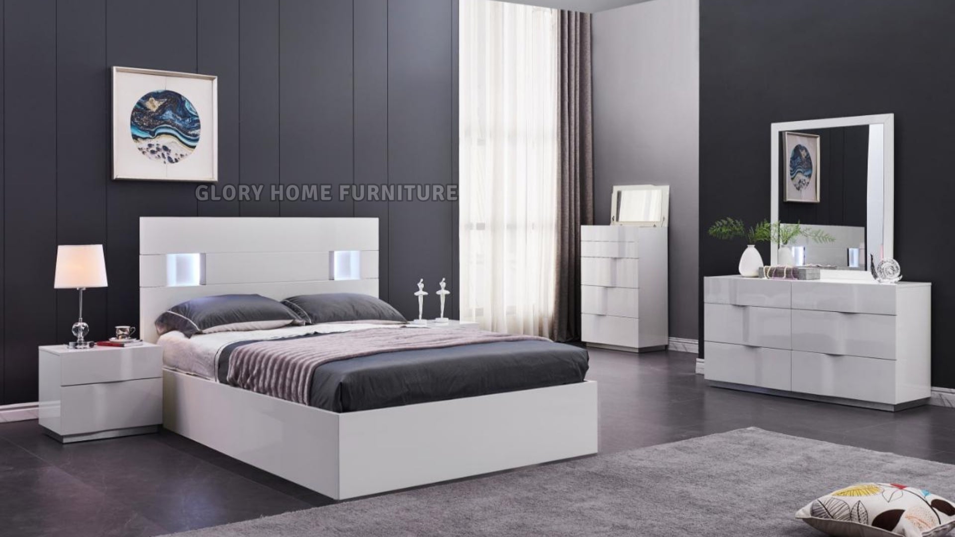 Glory – Grey Lift-top Bedroom Set