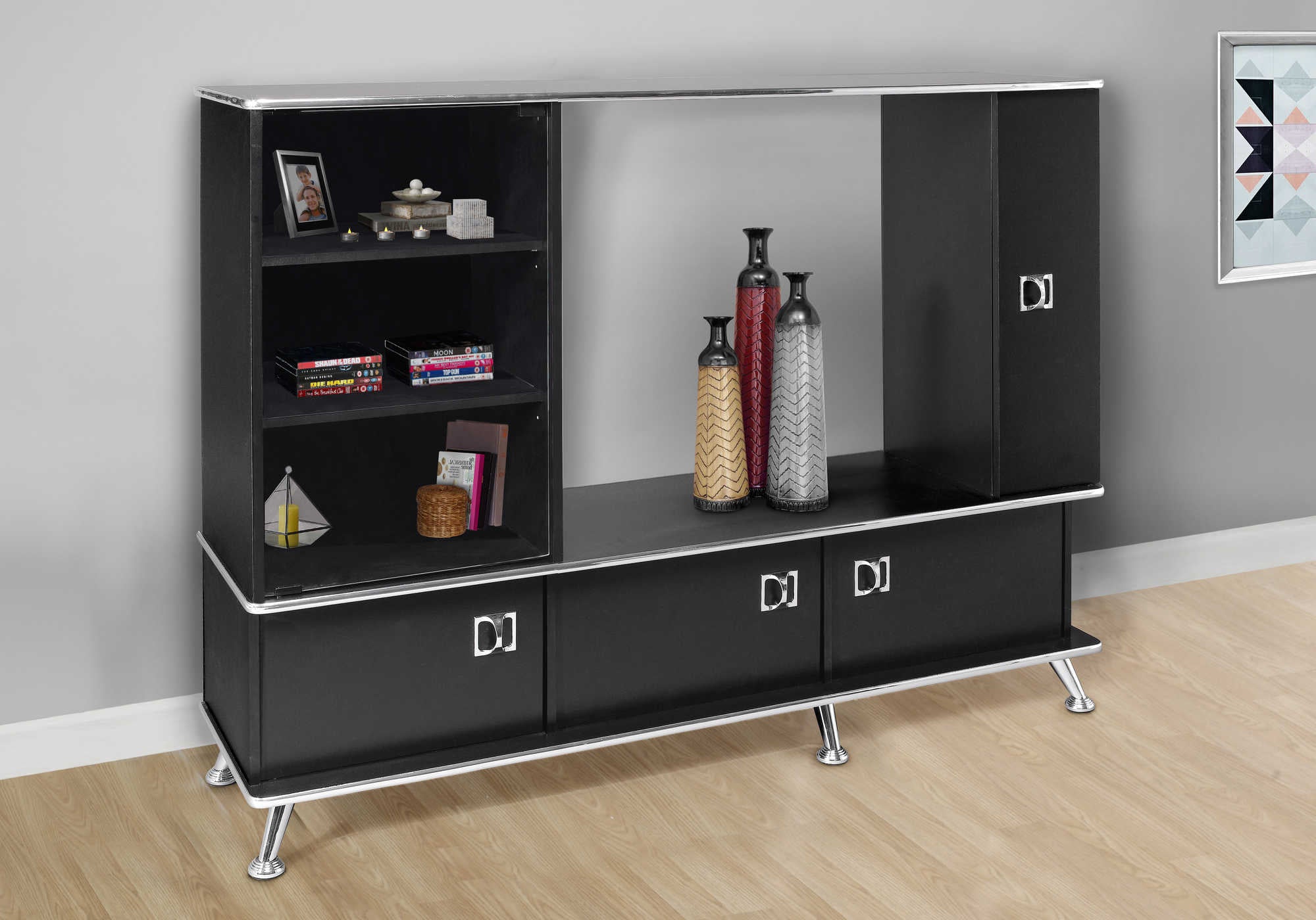 ETAGERE - NOIR / CHROME UNITE DE RANGEMENT – ET 9006