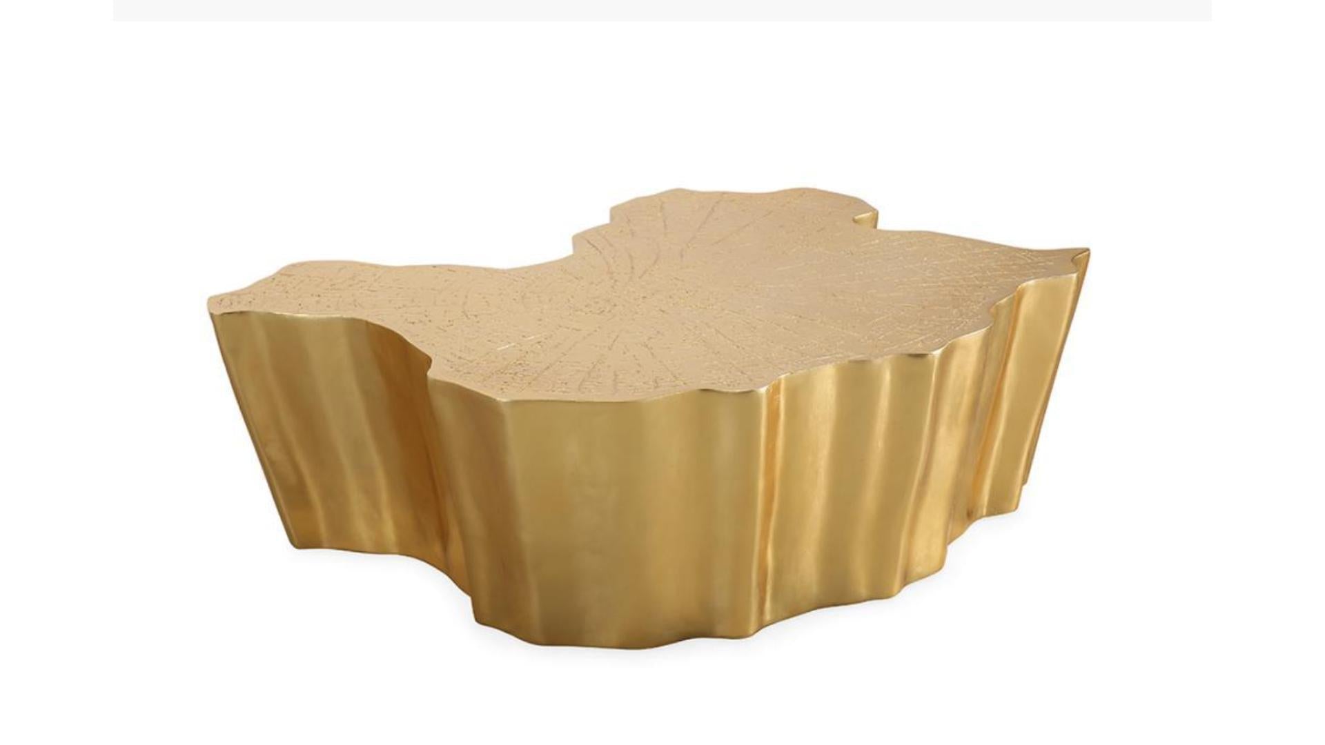 Image of coffee table gold trunk.