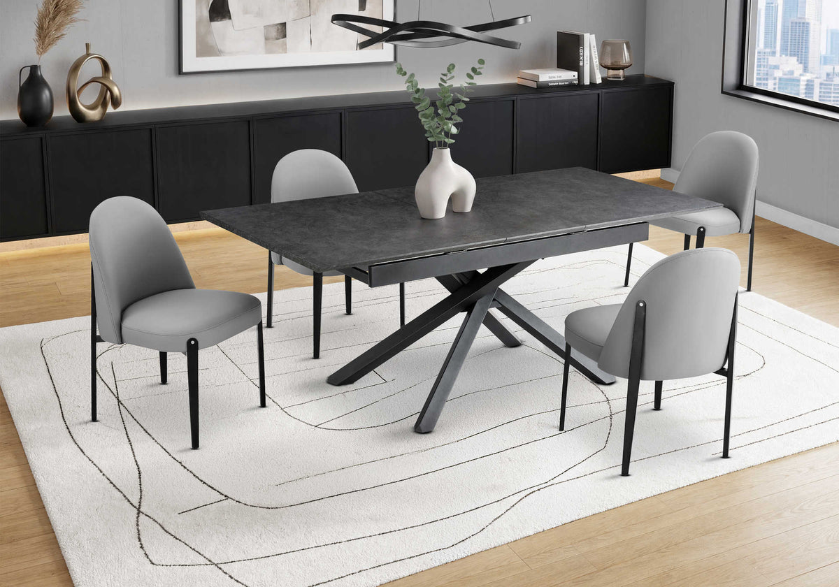 TABLE A MANGER - NOIR 36"X 63"X 79" / EXT.16" / BASE METAL – I 1104