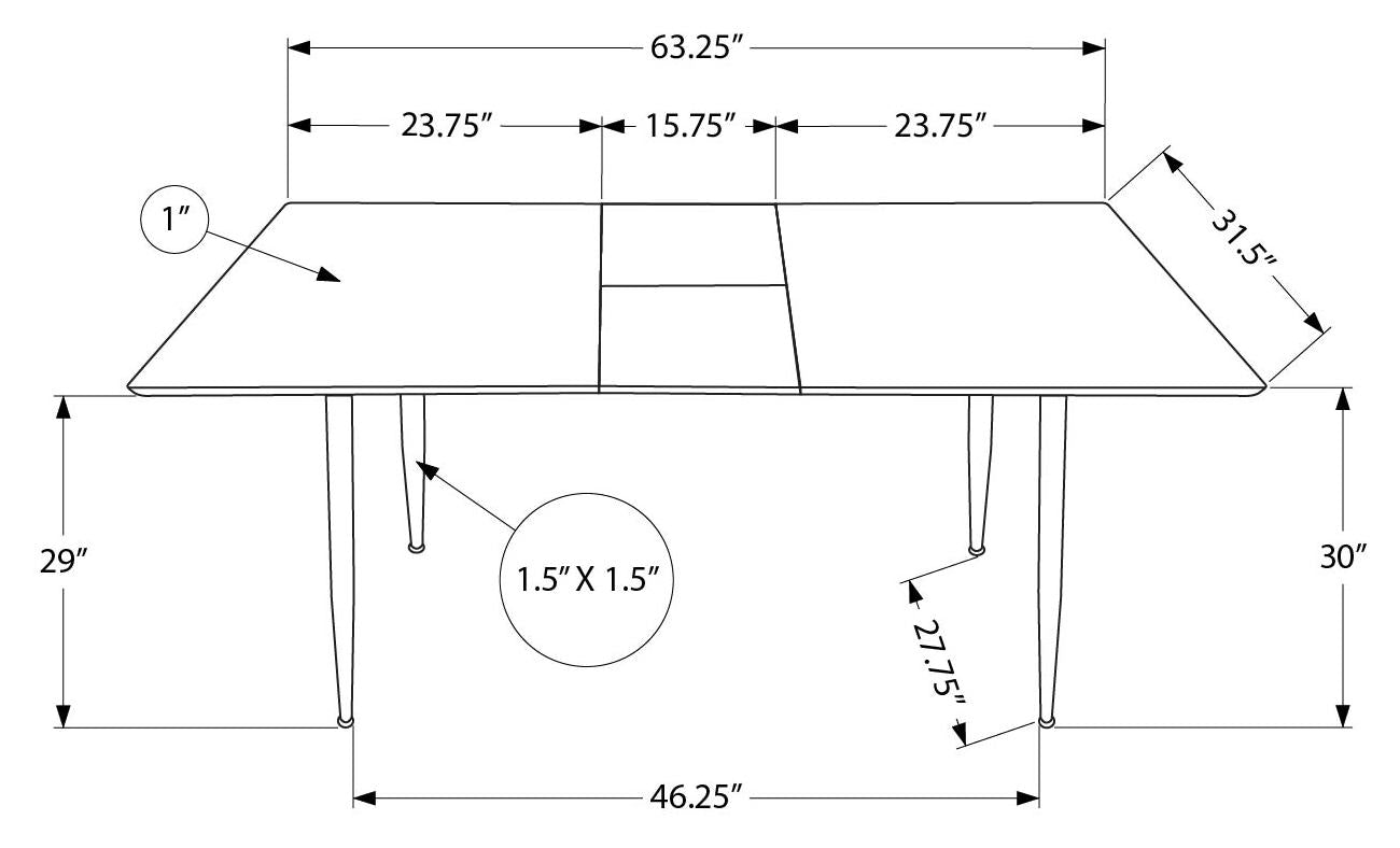 TABLE A MANGER - 32"X 48"X 63" / 15" PANNEAU / GRIS / NOIR – I 1133