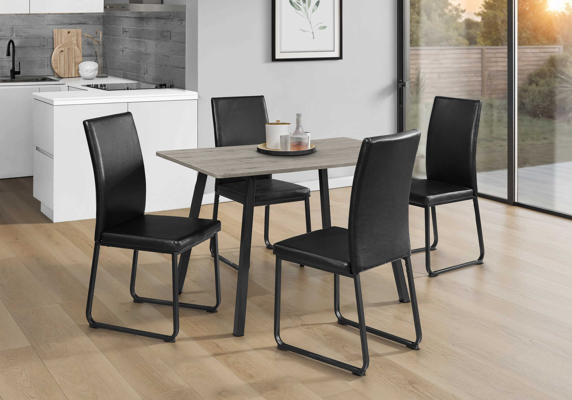 TABLE A MANGER - 30"X 48" / GRIS / METAL NOIR – I 1140