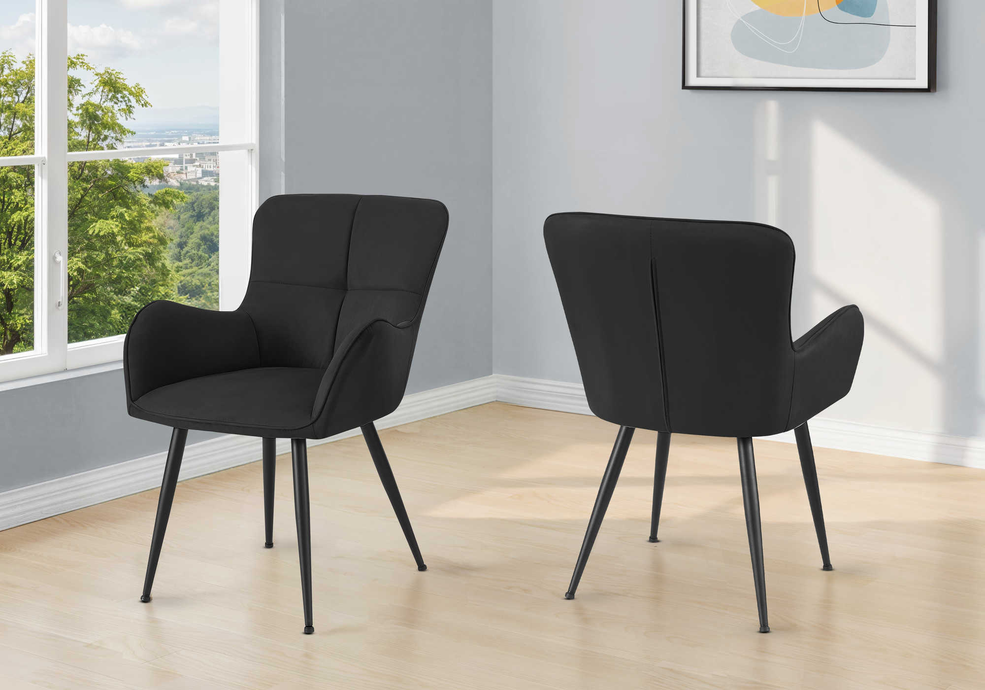 CHAISE - 2PCS / 33"H / SUEDE NOIR / METAL NOIR – I 1160