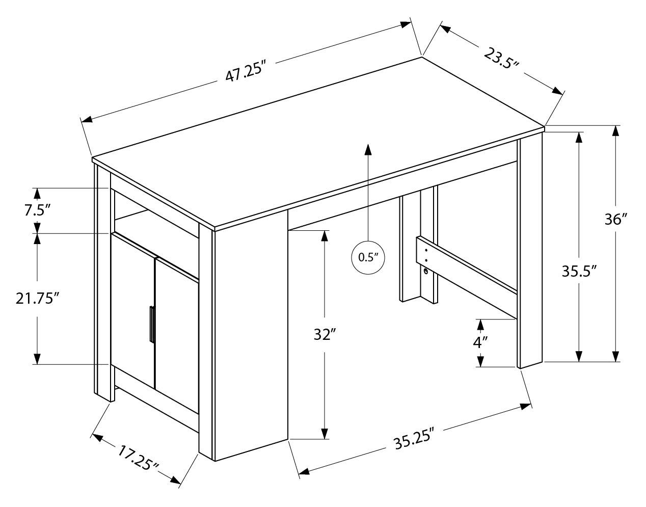 TABLE A MANGER - 24"X 48" / BLANC HAUTEUR COMPTOIR – I 1202