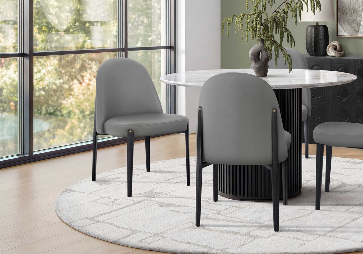 CHAISE - 2PCS / 33"H / SIMILI-CUIR GRIS / METAL NOIR – I 1224