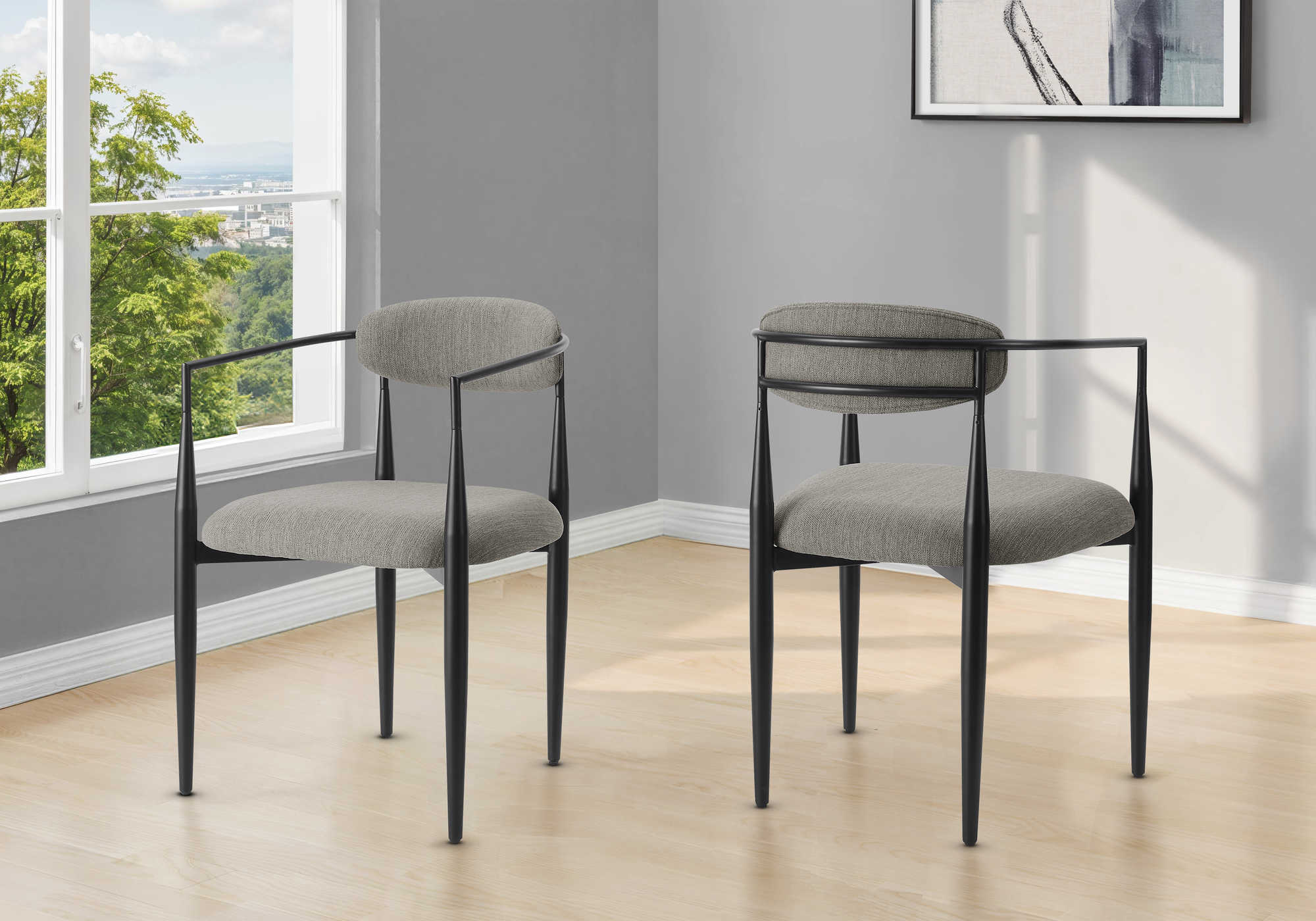 CHAISE - 2PCS / 32"H / TISSU GRIS / METAL NOIR – I 1228