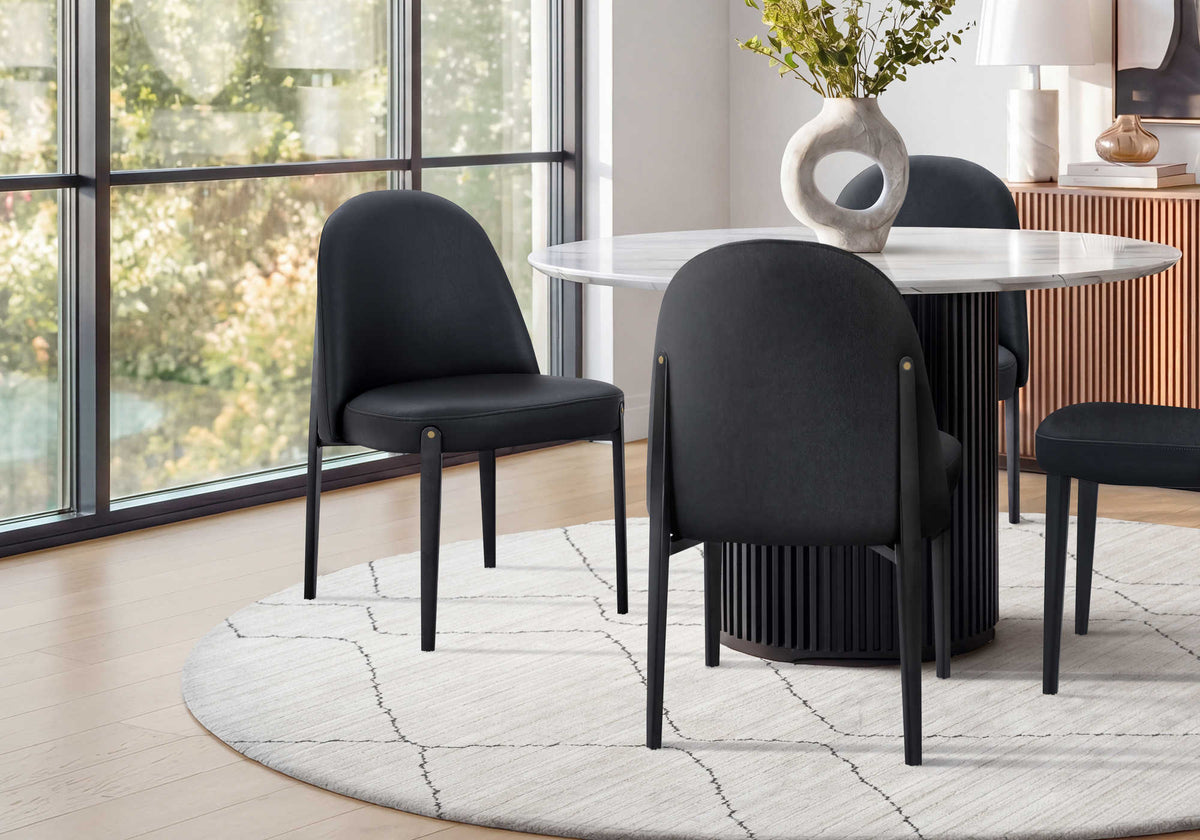 CHAISE - 2PCS / 33"H / SIMILI-CUIR NOIR / METAL NOIR – I 1229