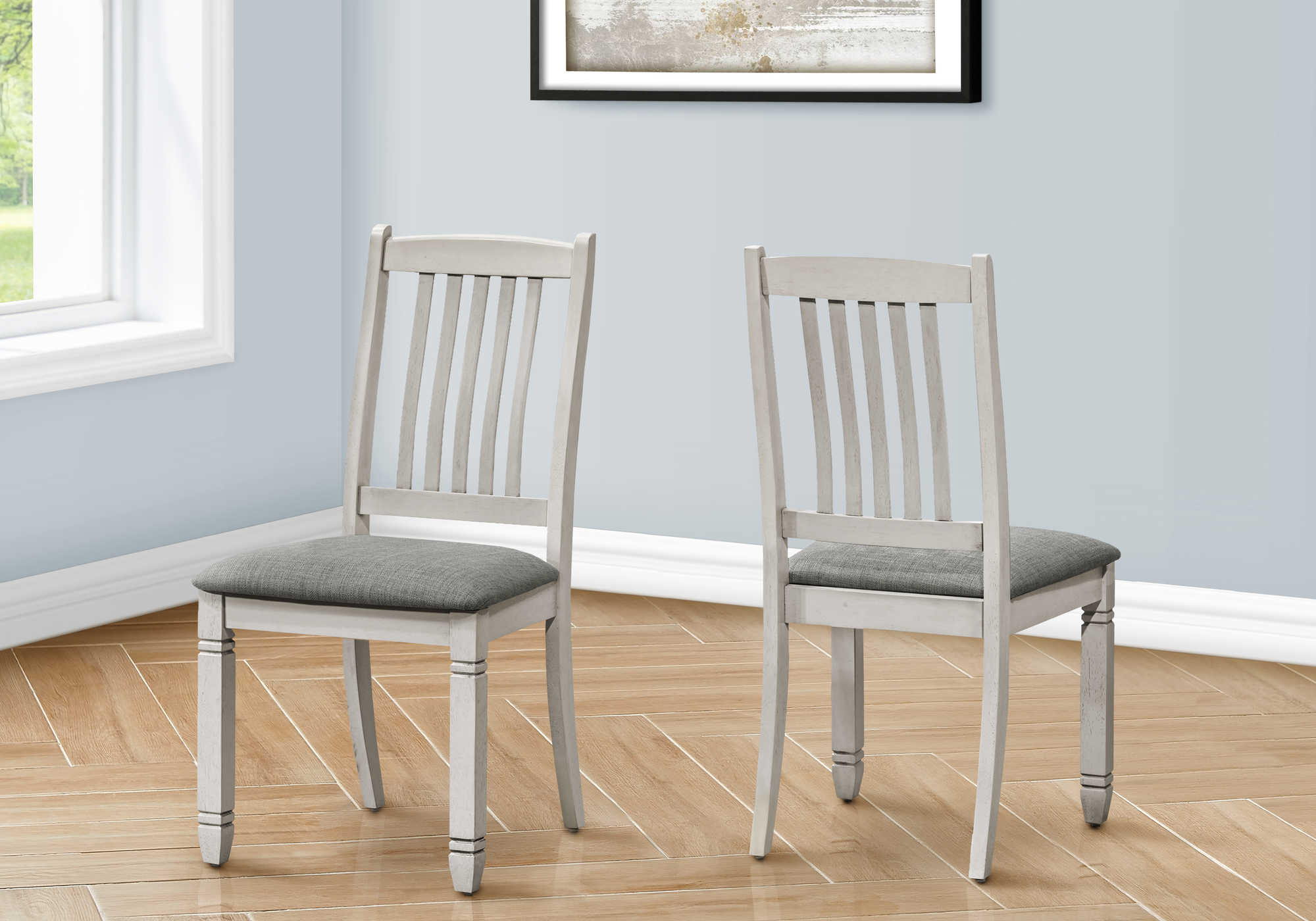 CHAISE - 2PCS - 38"H / REMBOURREE TISSU GRIS – I 1256