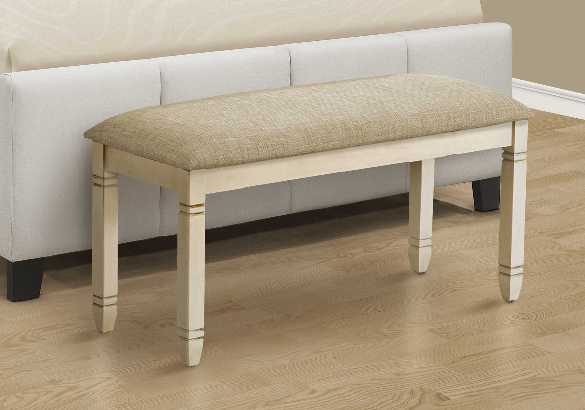 BANC - 41"L / REMBOURREE TISSU BEIGE – I 1266