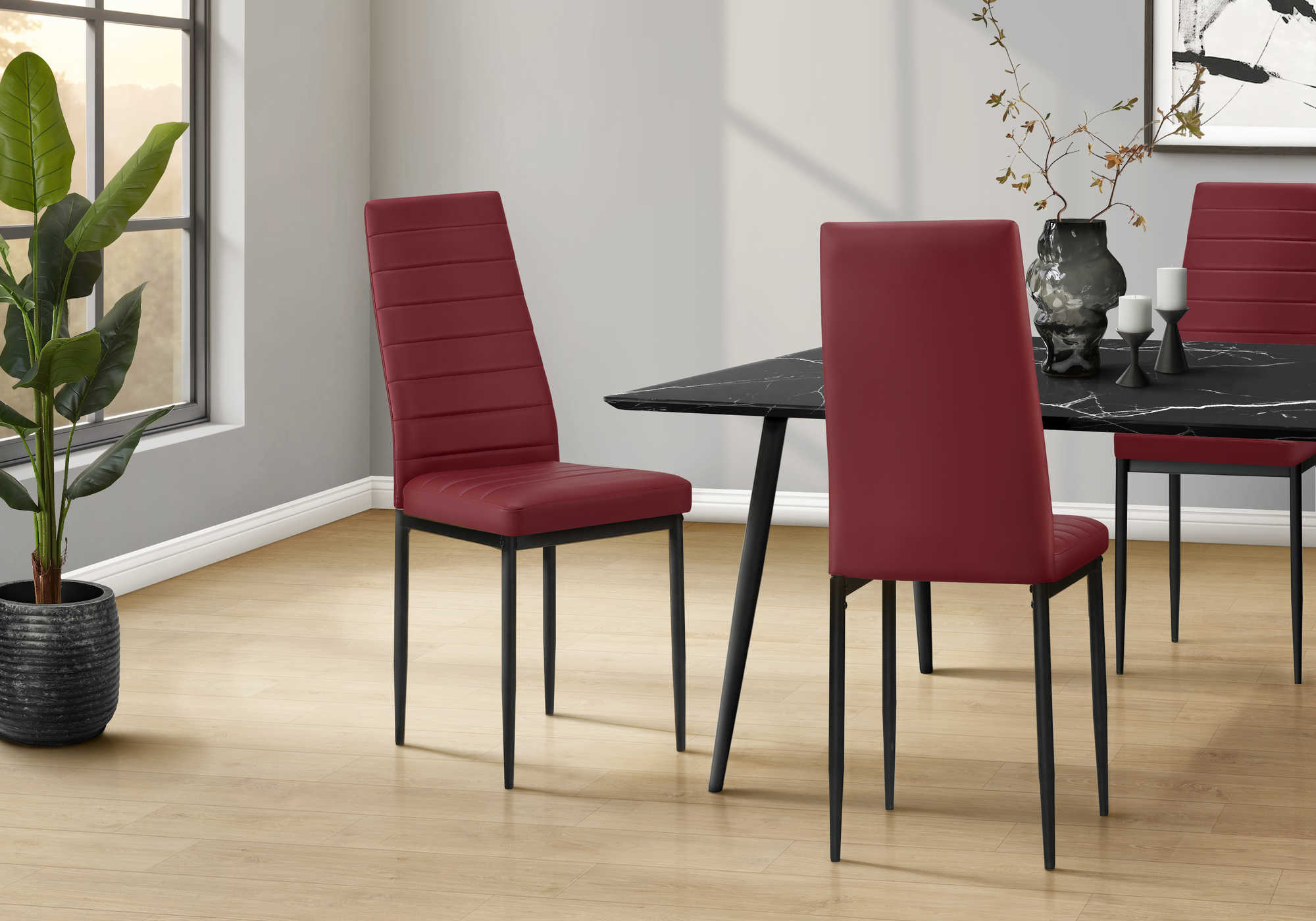CHAISE - 2PCS / 39"H / SIMILI-CUIR ROUGE / METAL – I 1274