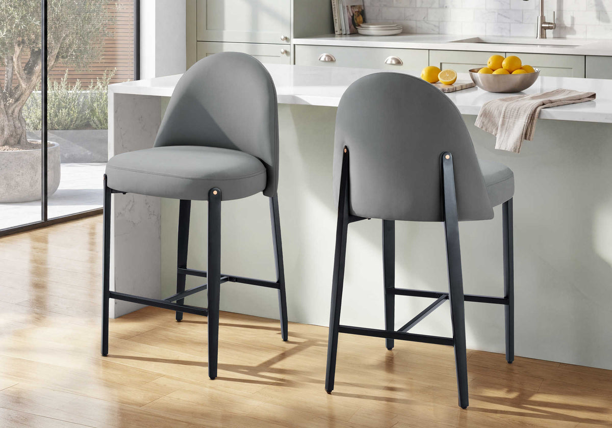 TABOURET DE BAR - 2PCS / 39"H / PU GRIS / HAUTEUR COMPTOIR – I 1293