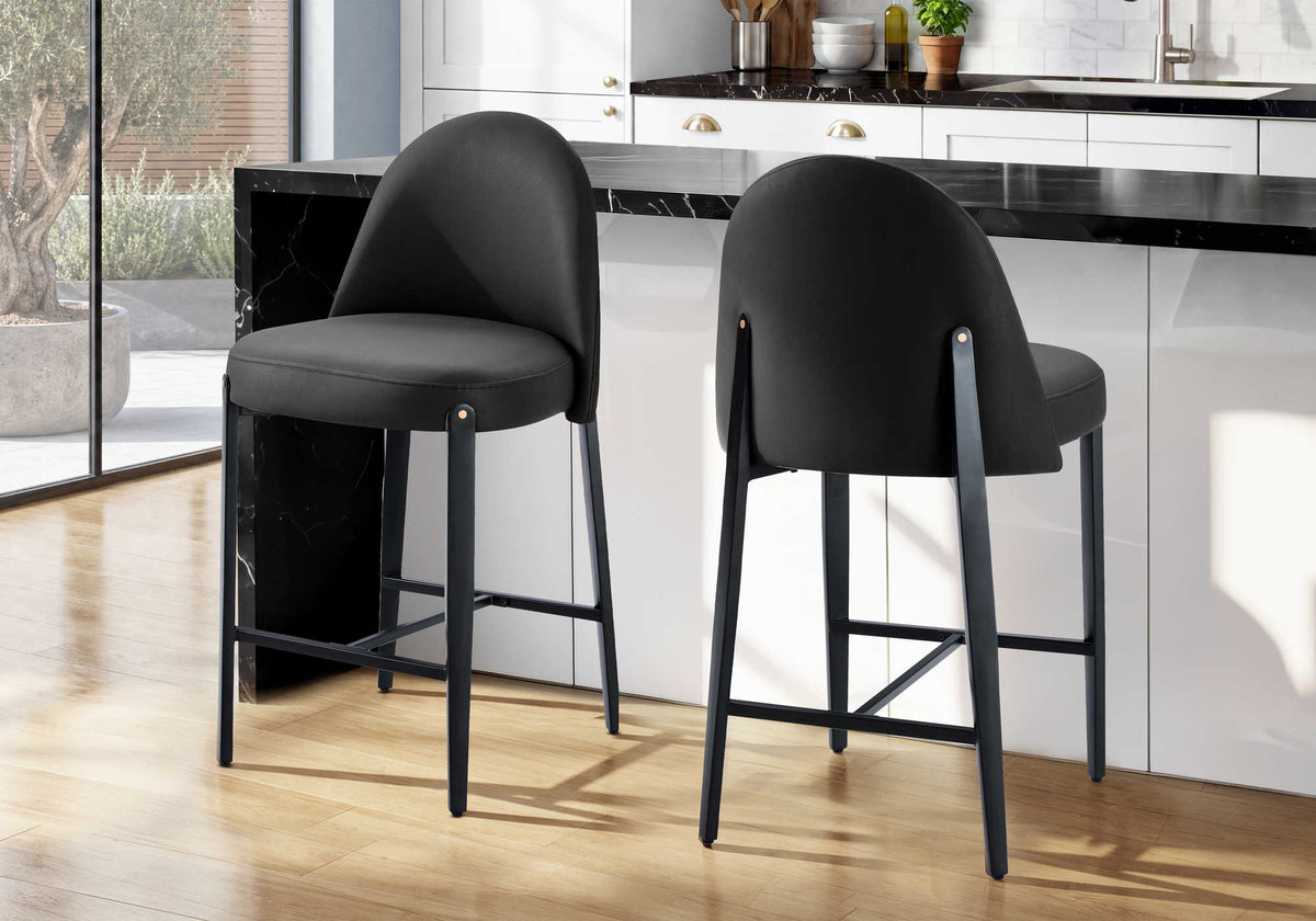 TABOURET DE BAR - 2PCS / 39"H / PU NOIR / HAUTEUR COMPTOIR – I 1294