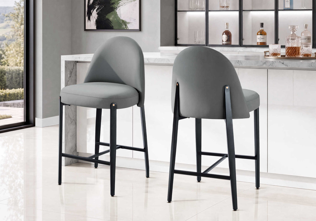 TABOURET DE BAR - 2PCS / 41"H / PU GRIS / METAL HAUTEUR BAR – I 1295