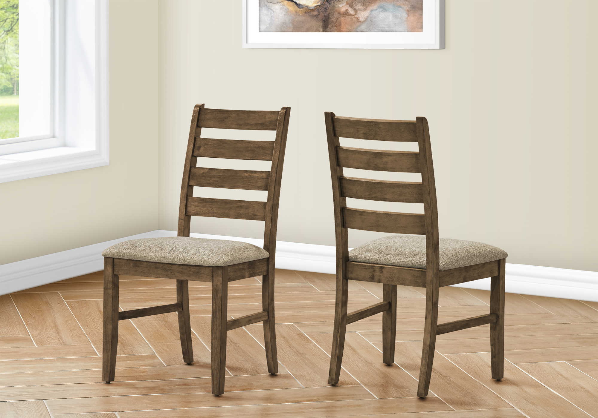 CHAISE - 2PCS - 38"H / REMBOURREE TISSU BRUN – I 1342