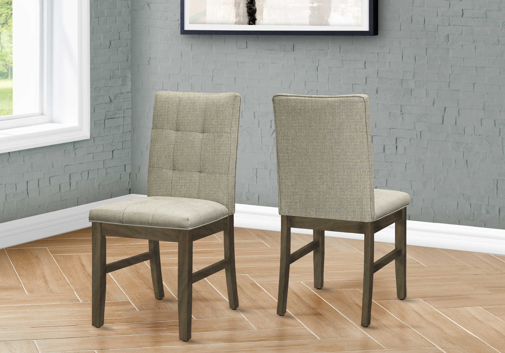 CHAISE - 2PCS / 37"H / GRIS / SIEGE TISSU BRUN – I 1378