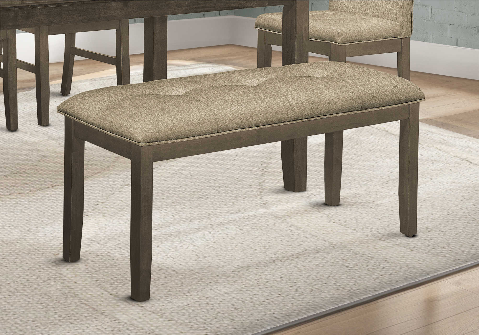 BANC - 44"L / GRIS / SIEGE TISSU BRUN – I 1379