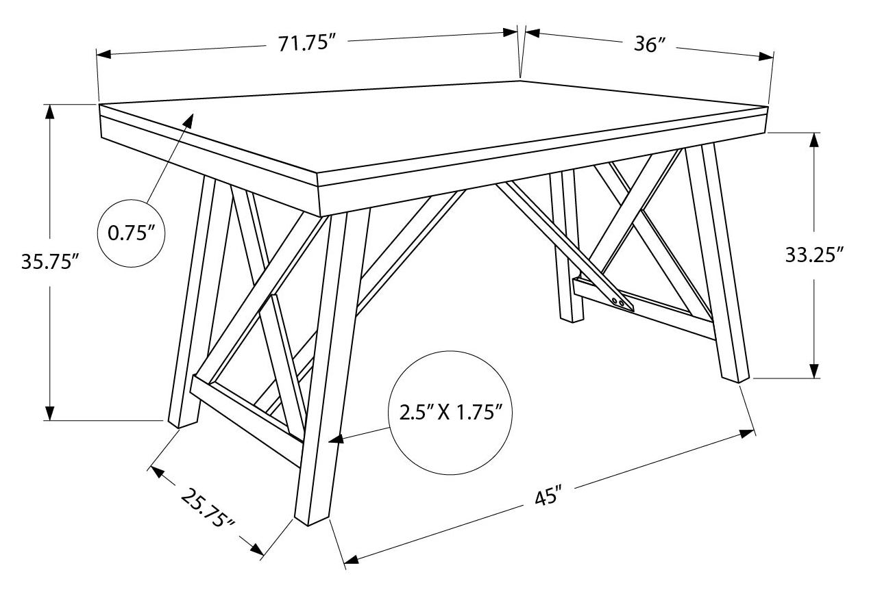 TABLE A MANGER - 36"X 72" BOIS PLAQUE NOYER HAUT COMPTOIR – I 1387