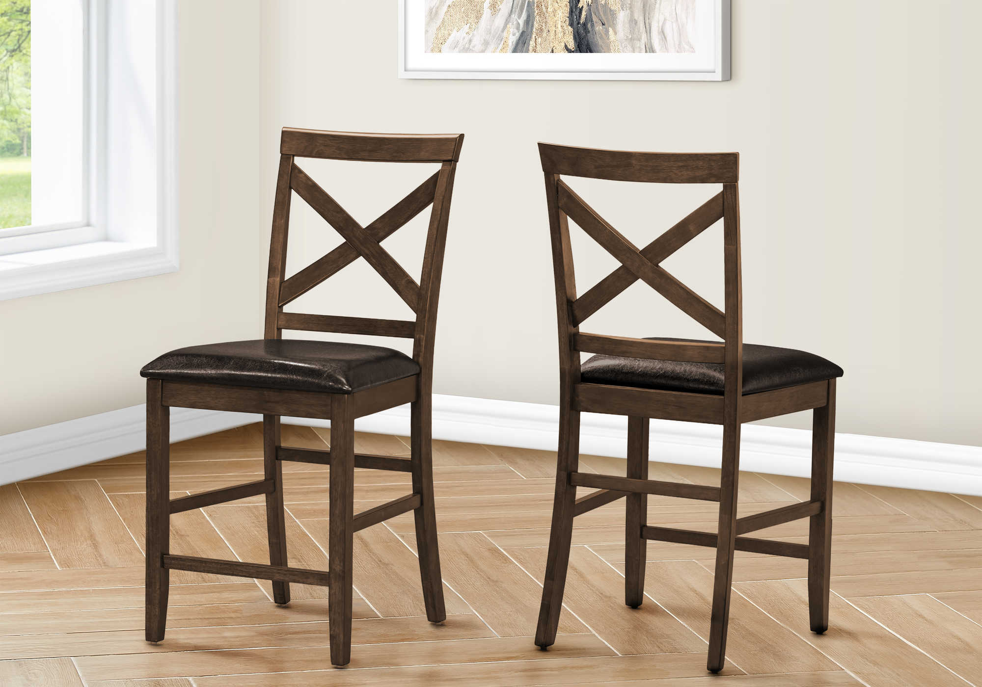 CHAISE - 2PCS - 42"H / NOYER FONCE HAUTEUR COMPTOIR – I 1388