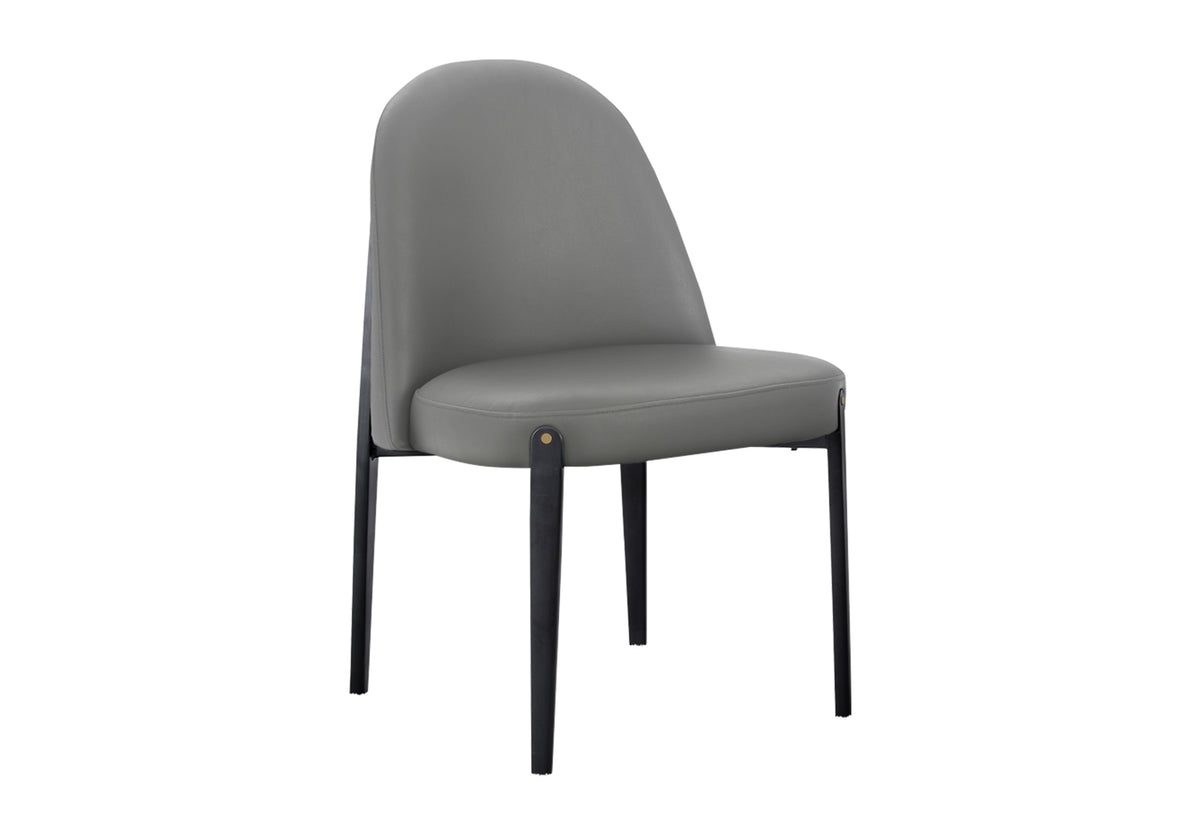 CHAISE - 2PCS / 33"H / SIMILI-CUIR GRIS / METAL NOIR – I 1224