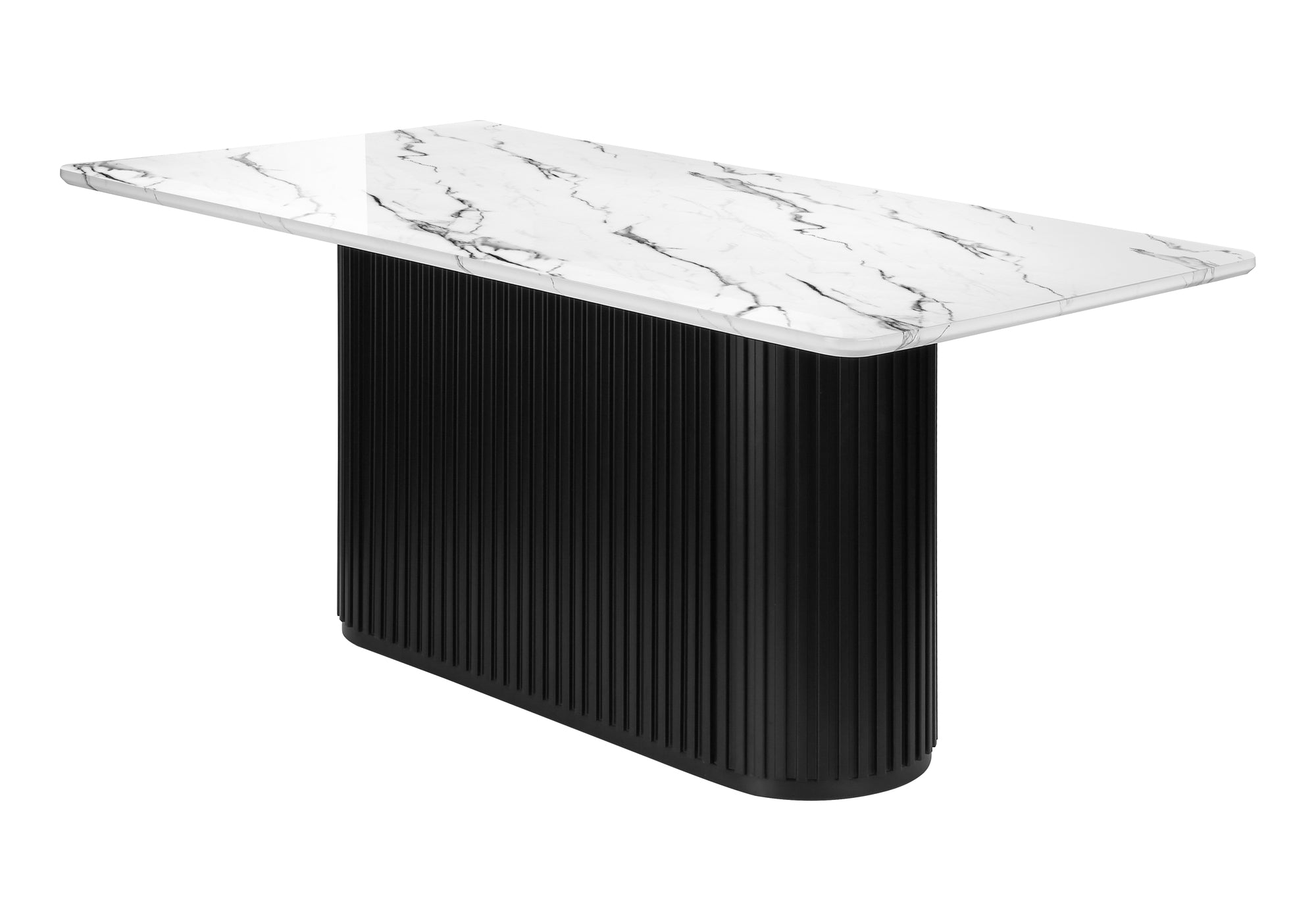 TABLE A MANGER - 38"X 70" / FAUX MARBRE BLANC / BASE NOIRE – I 1226