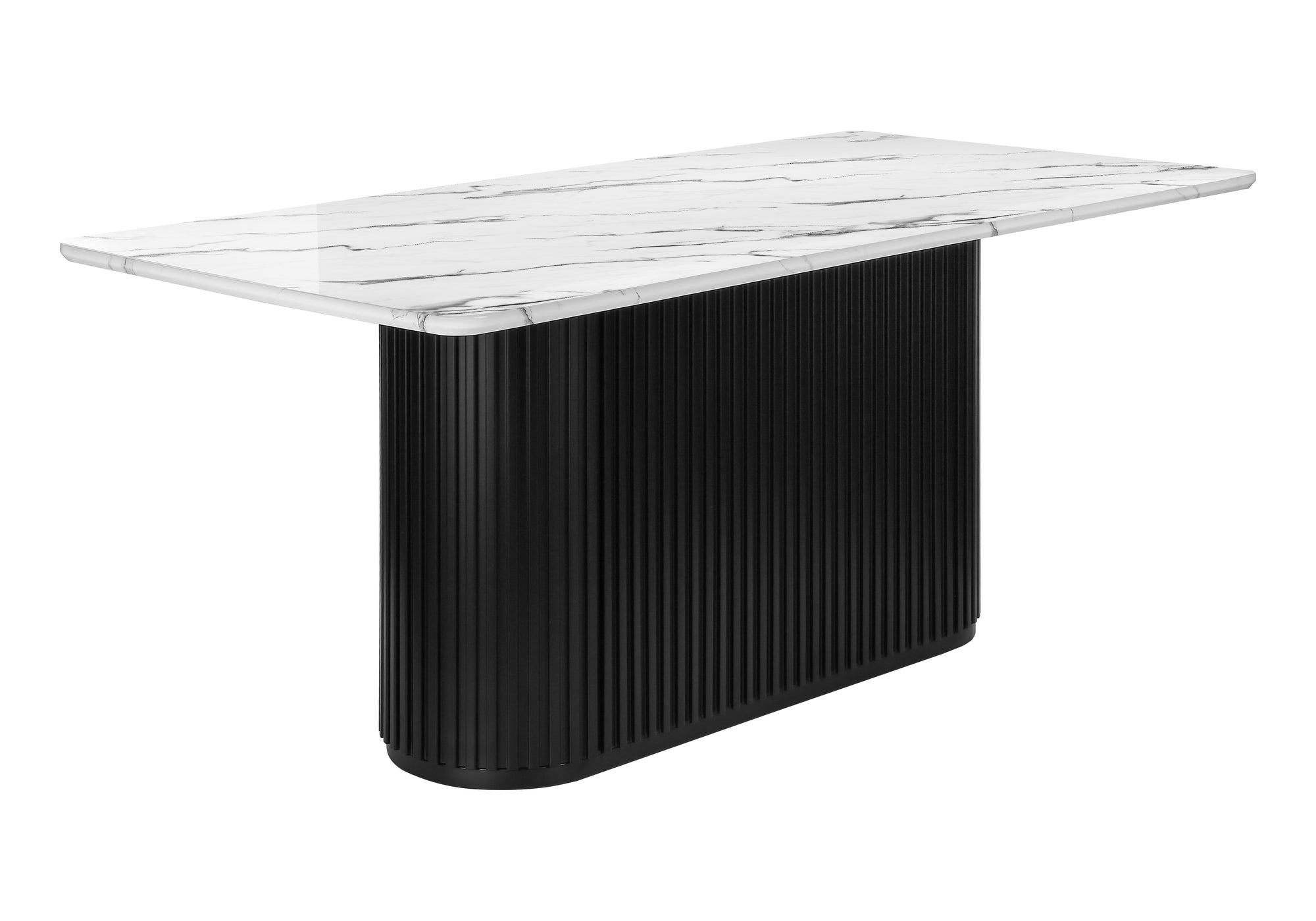 TABLE A MANGER - 38"X 70" / FAUX MARBRE BLANC / BASE NOIRE – I 1226