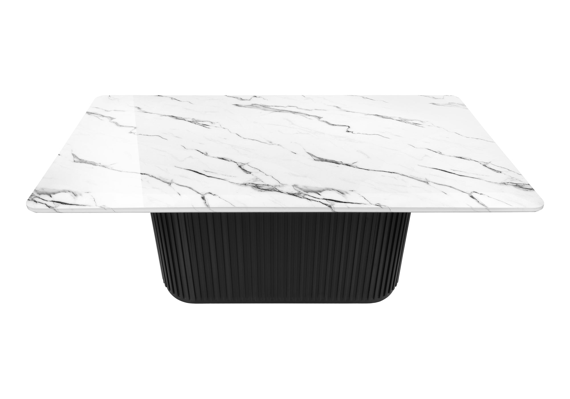 TABLE A MANGER - 38"X 70" / FAUX MARBRE BLANC / BASE NOIRE – I 1226