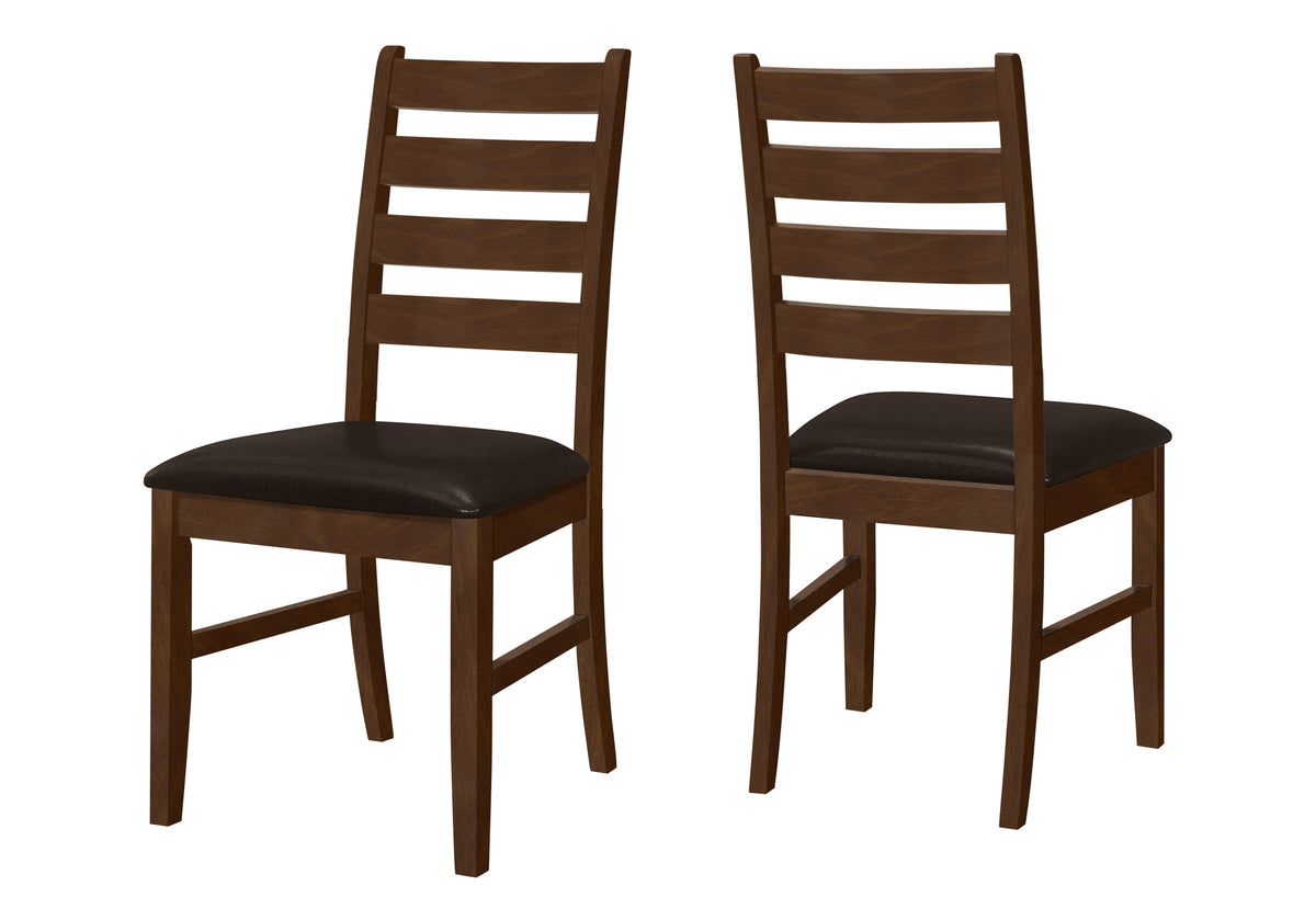 CHAISE - 2PCS - 37"H / BRUN / SIMILI-CUIR BRUN FONCE – I 1372