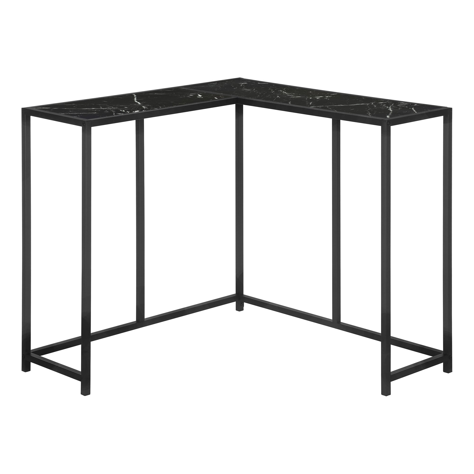 TABLE D'APPOINT - 36"L / MARBRE NOIR / CONSOLE DE COIN – I 2158.