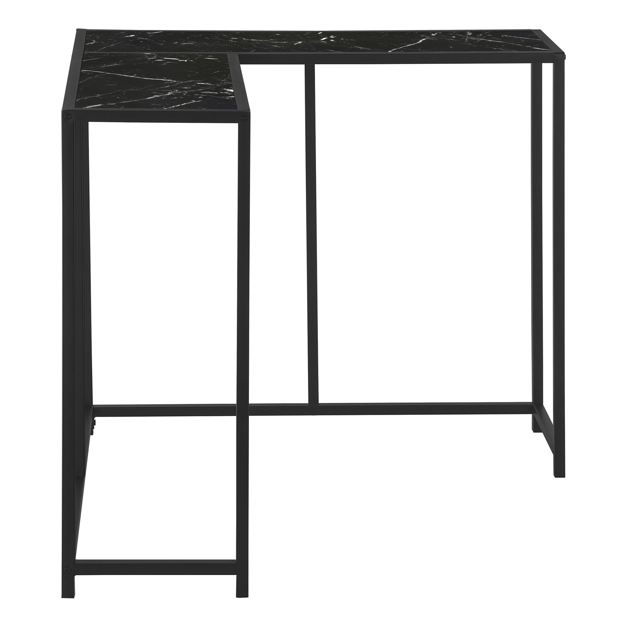 TABLE D'APPOINT - 36"L / MARBRE NOIR / CONSOLE DE COIN – I 2158.