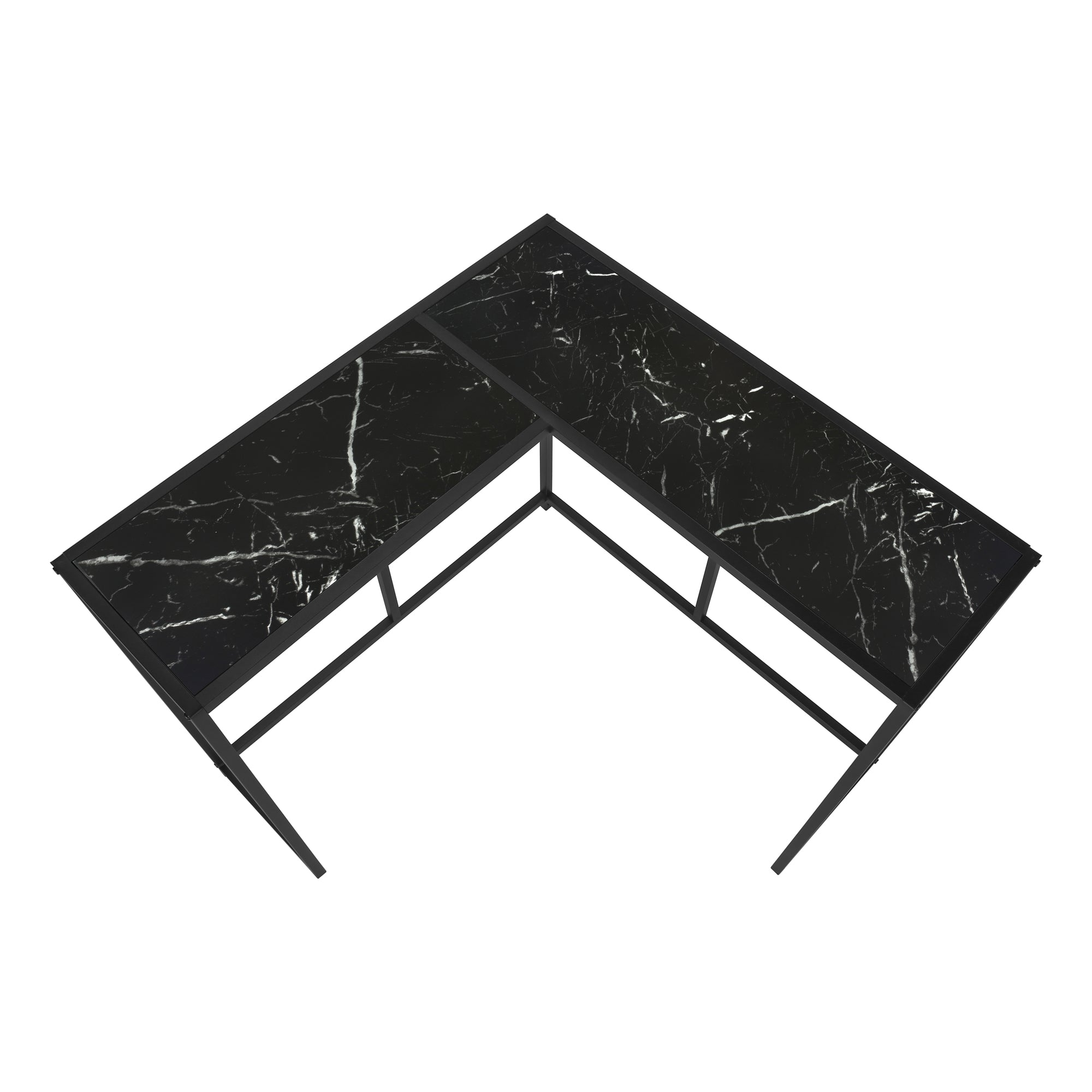 TABLE D'APPOINT - 36"L / MARBRE NOIR / CONSOLE DE COIN – I 2158.
