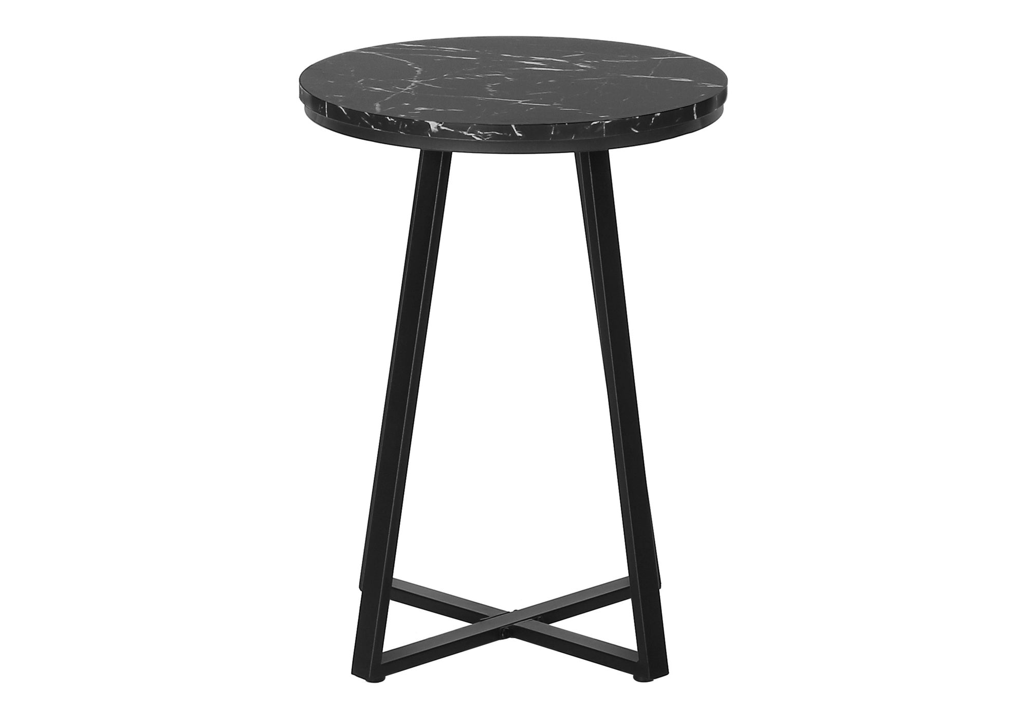 TABLE DE CHEVET - 22"H / MARBRE NOIR / METAL NOIR – I 2179.